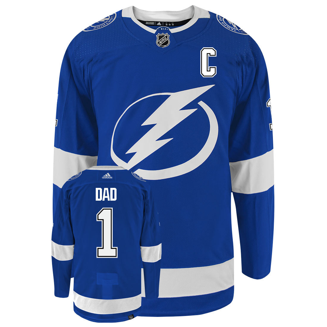 Tampa Bay Lightning Dad Number One Adidas Primegreen Authentic NHL Hockey Jersey