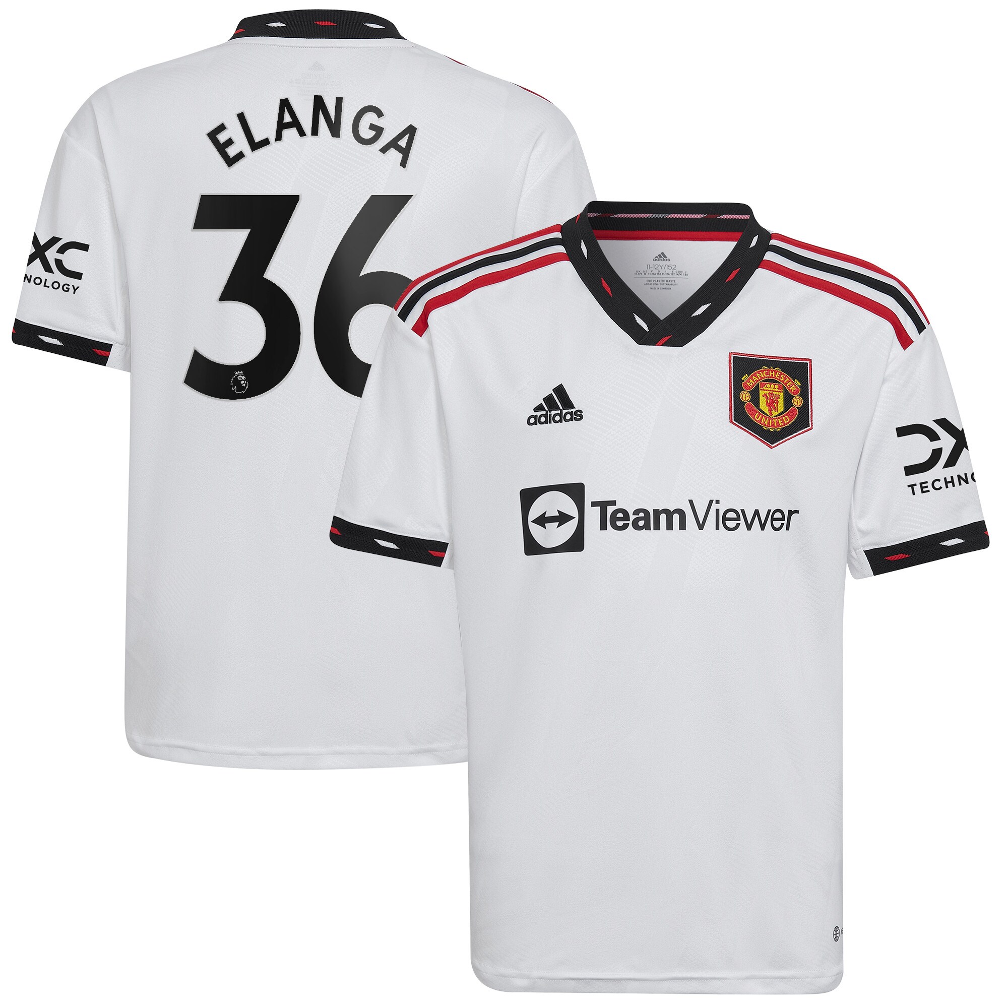 Anthony Elanga Manchester United adidas Youth 2022/23 Away Replica Player Jersey - White