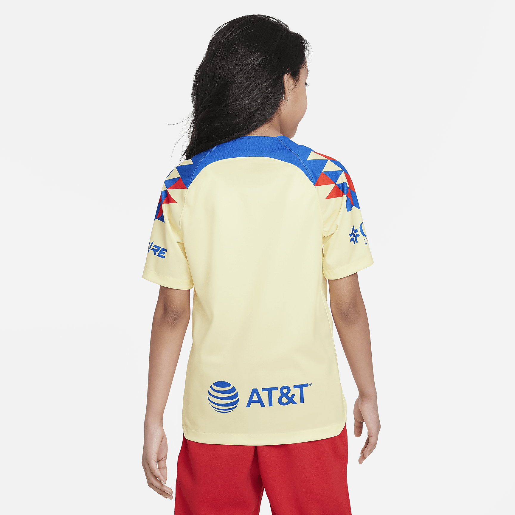 Club América 2023/24 Stadium Home Big Kids' Nike Dri-FIT Soccer Jersey - Lemon Chiffon/Blue Jay