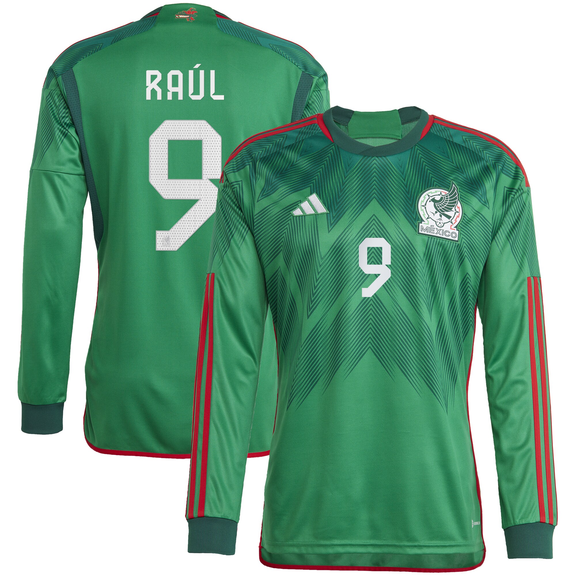 Raul Jimenez Mexico National Team adidas 2022/23 Home Replica Long Sleeve Jersey - Green