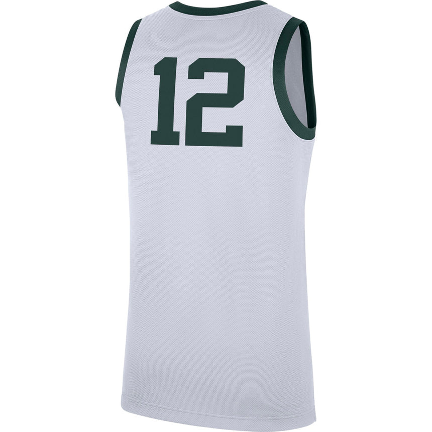 Men's Michigan State Spartans Replica Retro #12 Basketball Jersey â�?White