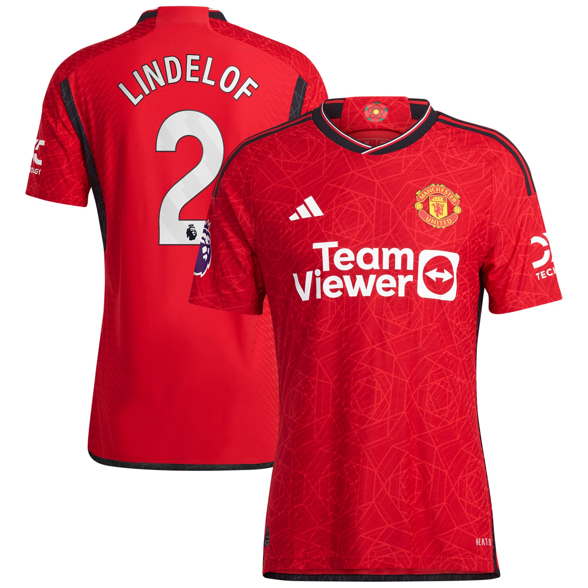 Victor Lindelof Manchester United adidas 2023/24 Home Authentic Player Jersey - Red