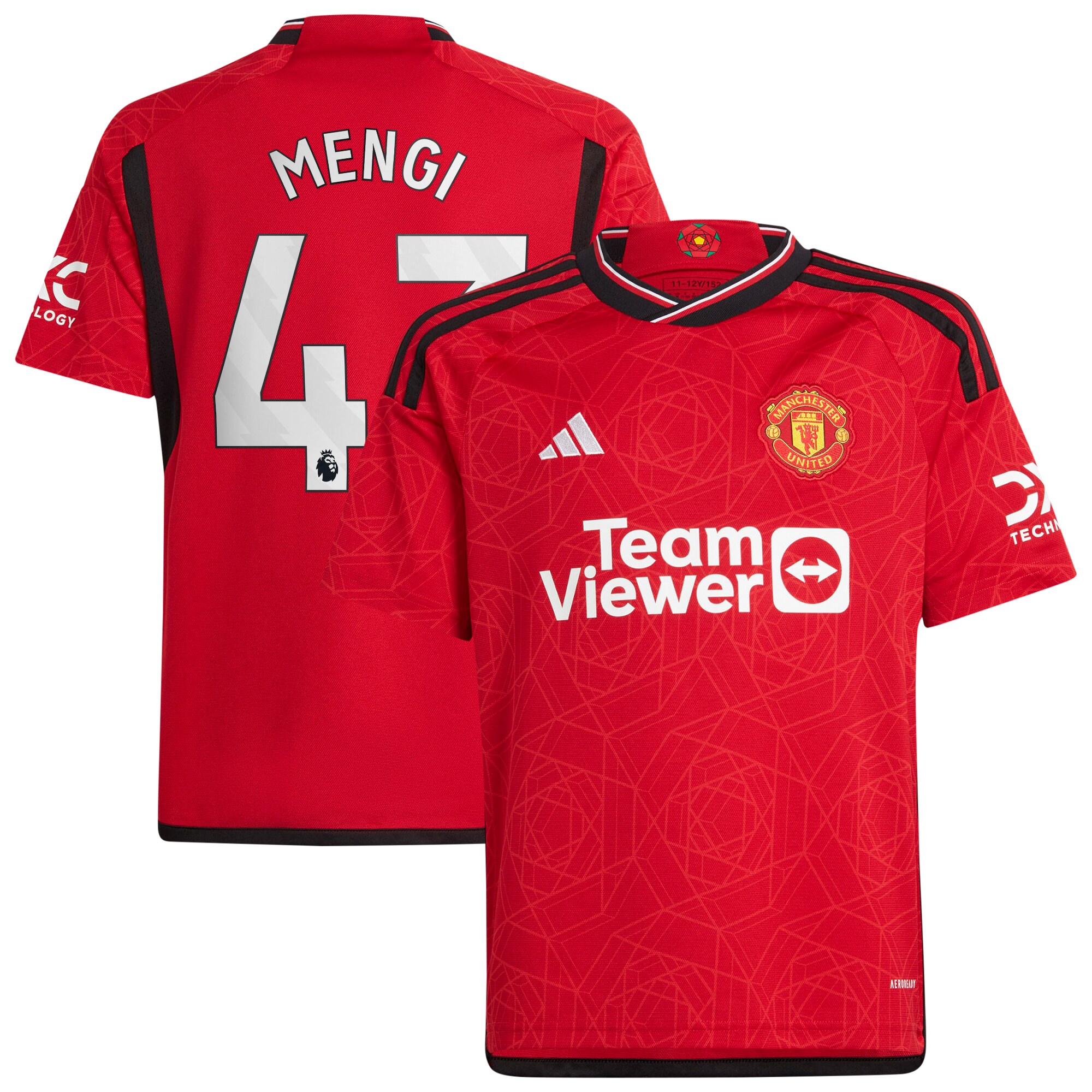 Teden Mengi Manchester United adidas Youth 2023/24 Home Replica Player Jersey - Red