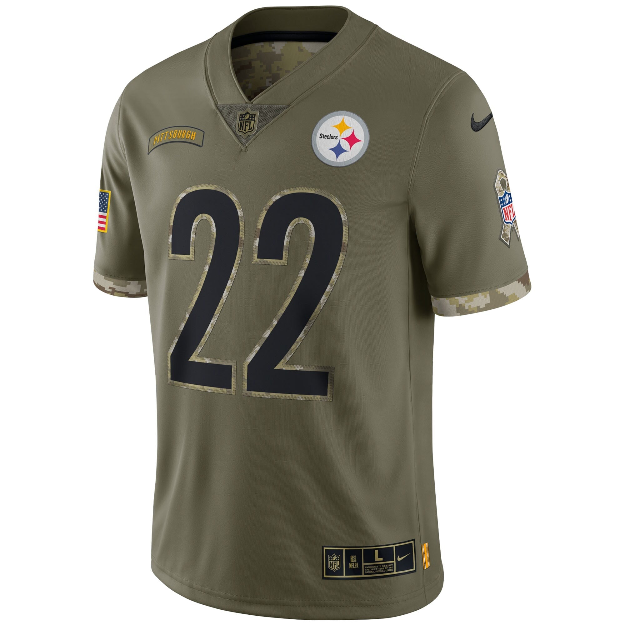 Men's Nike Najee Harris Olive Pittsburgh Steelers 2022 Salute To Service Limited Jersey