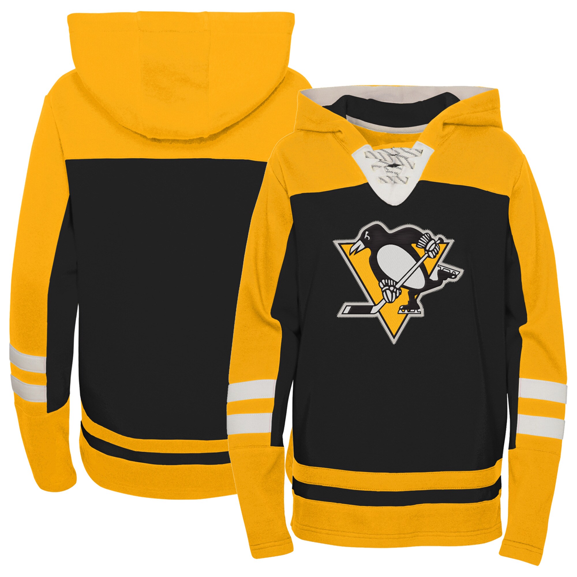 Pittsburgh Penguins Preschool Ageless Revisited Lace-Up V-Neck Pullover Hoodie - Black