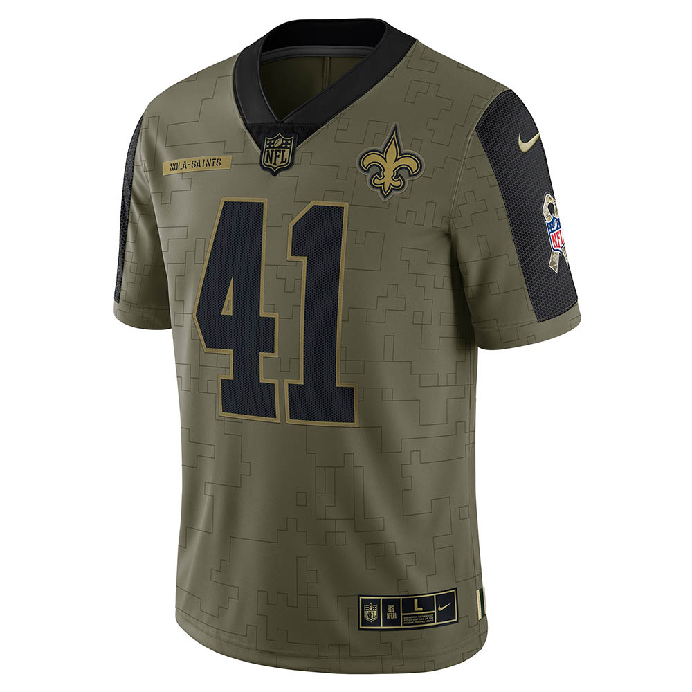 Men's New Orleans Saints Alvin Kamara Salute To Service Limited Player Jersey Olive