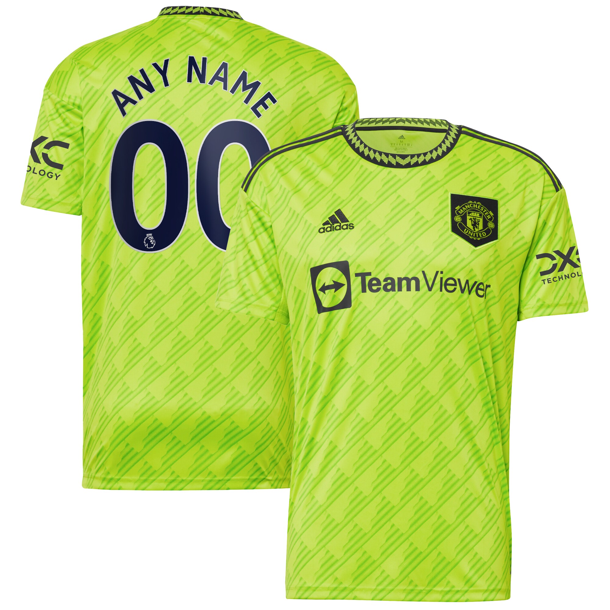 Manchester United adidas 2022/23 Third Replica Custom Jersey - Neon Green