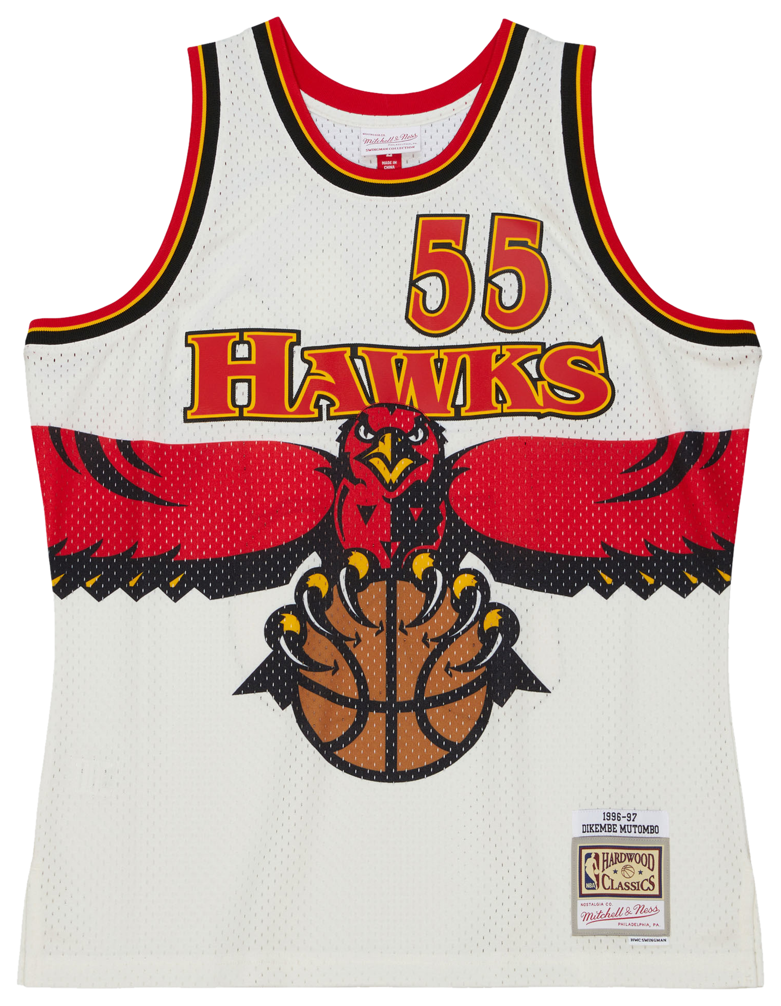 Men's Mutombo Dikembe Mitchell & Ness Hawks Cream Jersey - Off-White