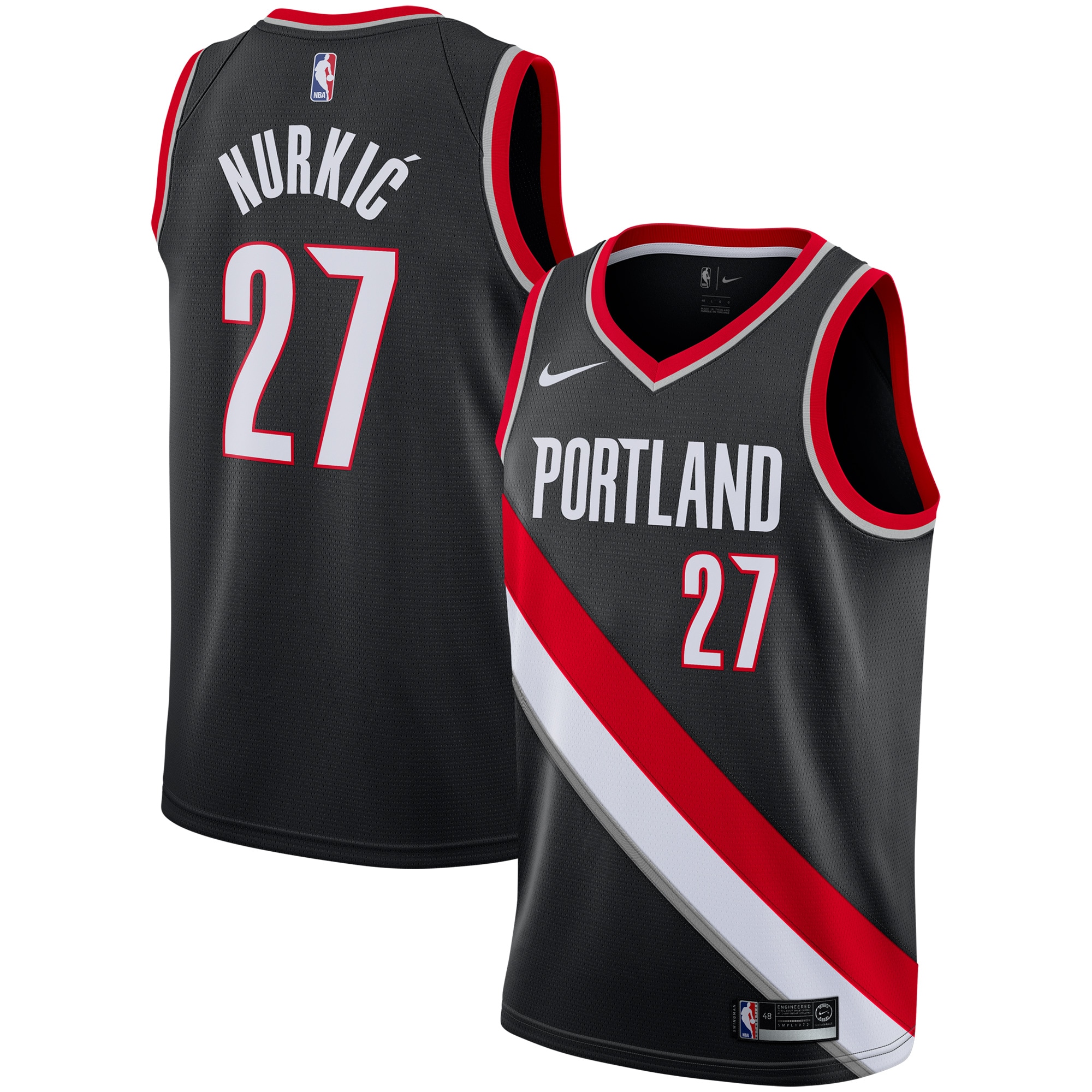 Jusuf Nurkic Portland Trail Blazers Nike Replica Swingman Jersey - Icon Edition - Black