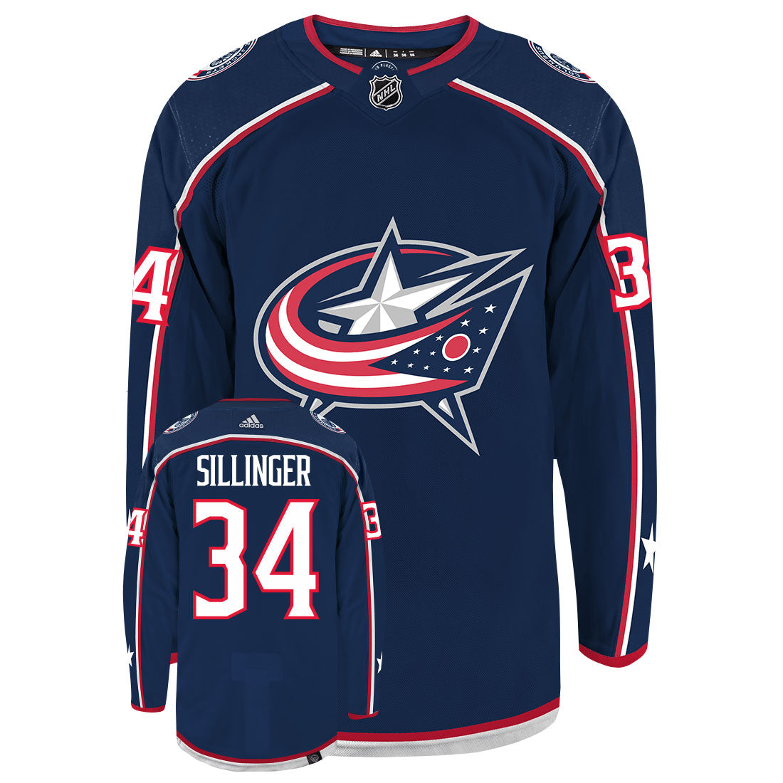 Cole Sillinger Columbus Blue Jackets Adidas Primegreen Authentic NHL Hockey Jersey