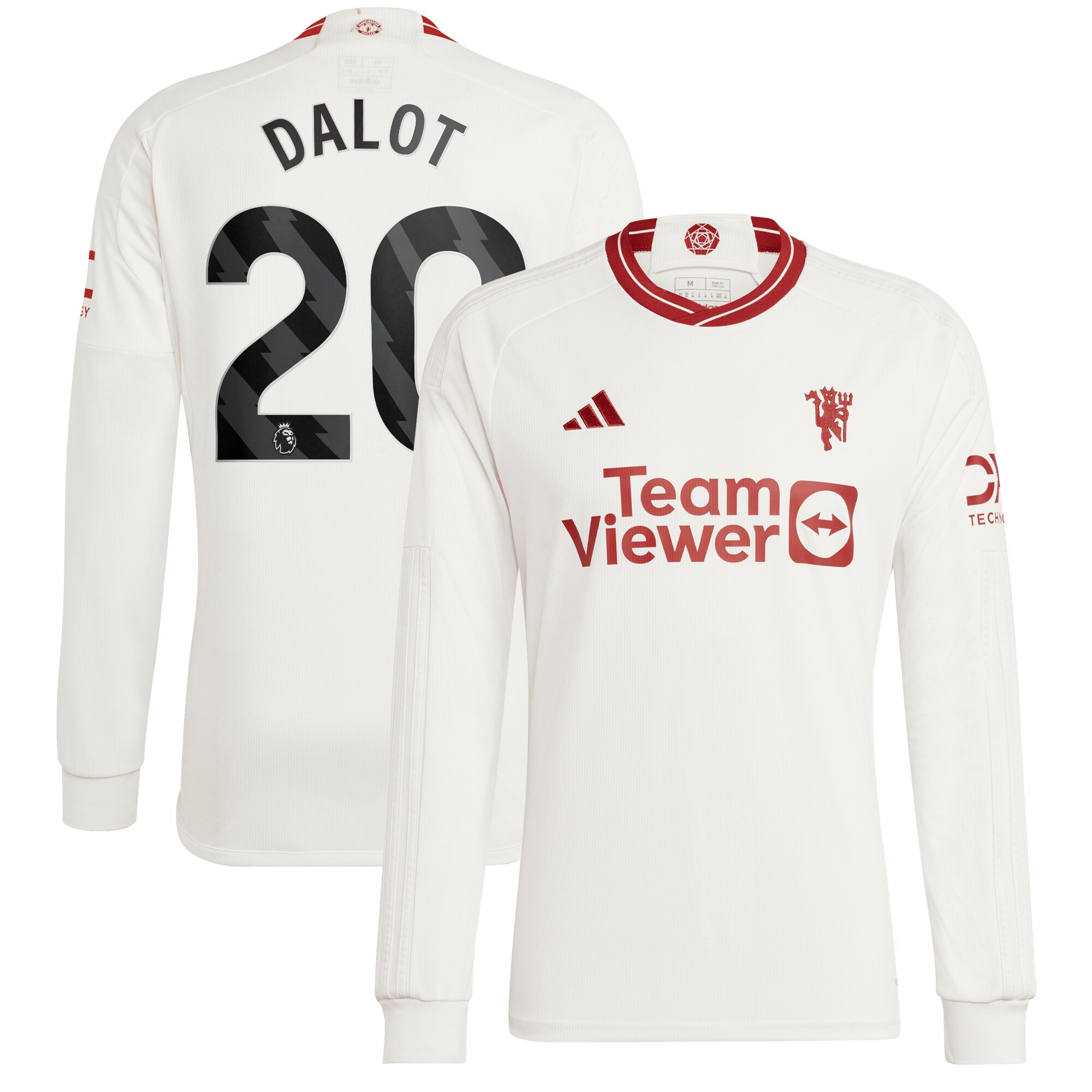 Diogo Dalot Manchester United adidas 2023/24 Third Replica Long Sleeve Player Jersey - White