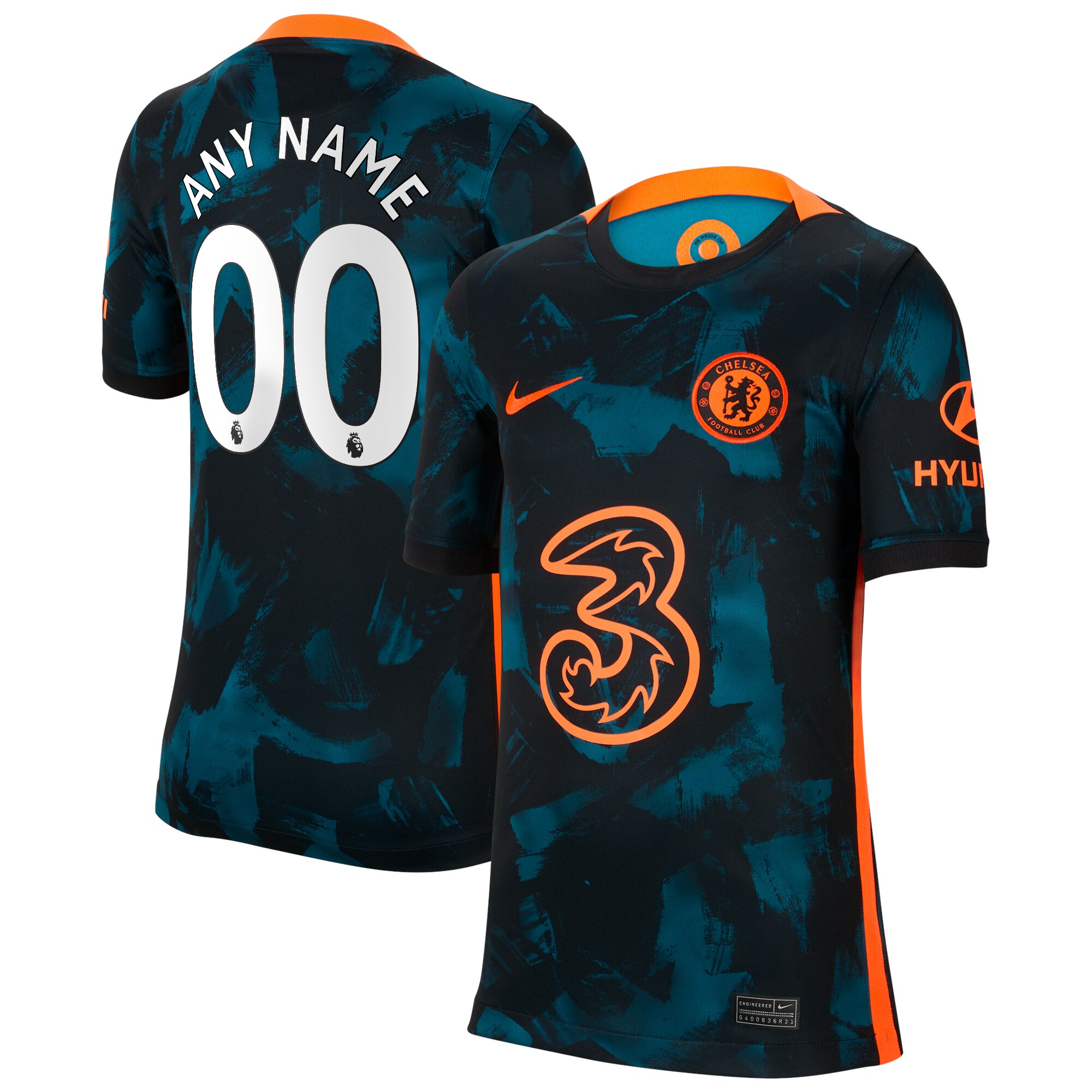 Chelsea Nike Youth 2021/22 Third Breathe Stadium Replica Custom Jersey - Blue