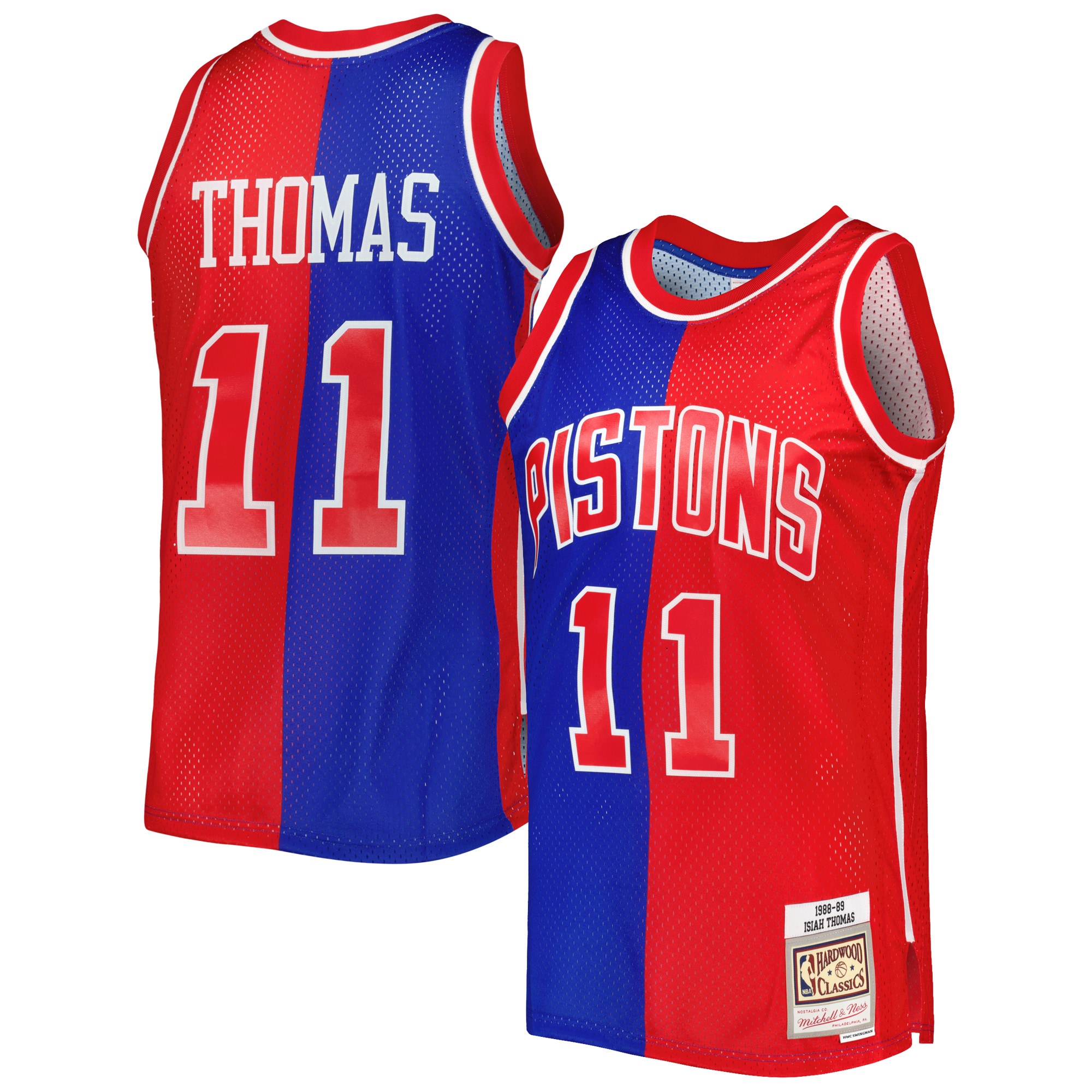 Isiah Thomas Isiah Thomas Mitchell & Ness Hardwood Classics 1988/89 Split Swingman Jersey - Blue/Red