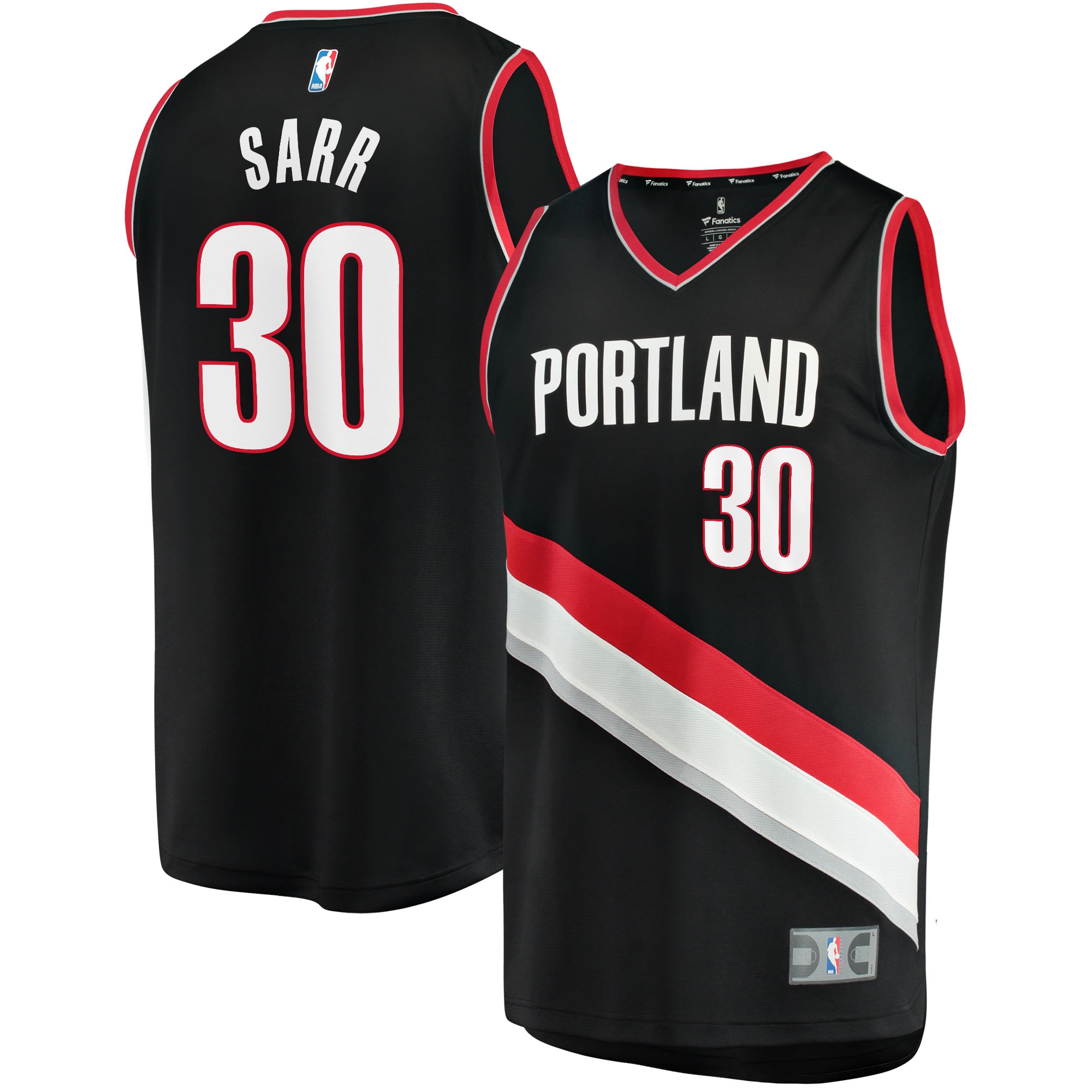 Olivier Sarr Portland Trail Blazers Fanatics Branded Fast Break Replica Jersey - Icon Edition - Black