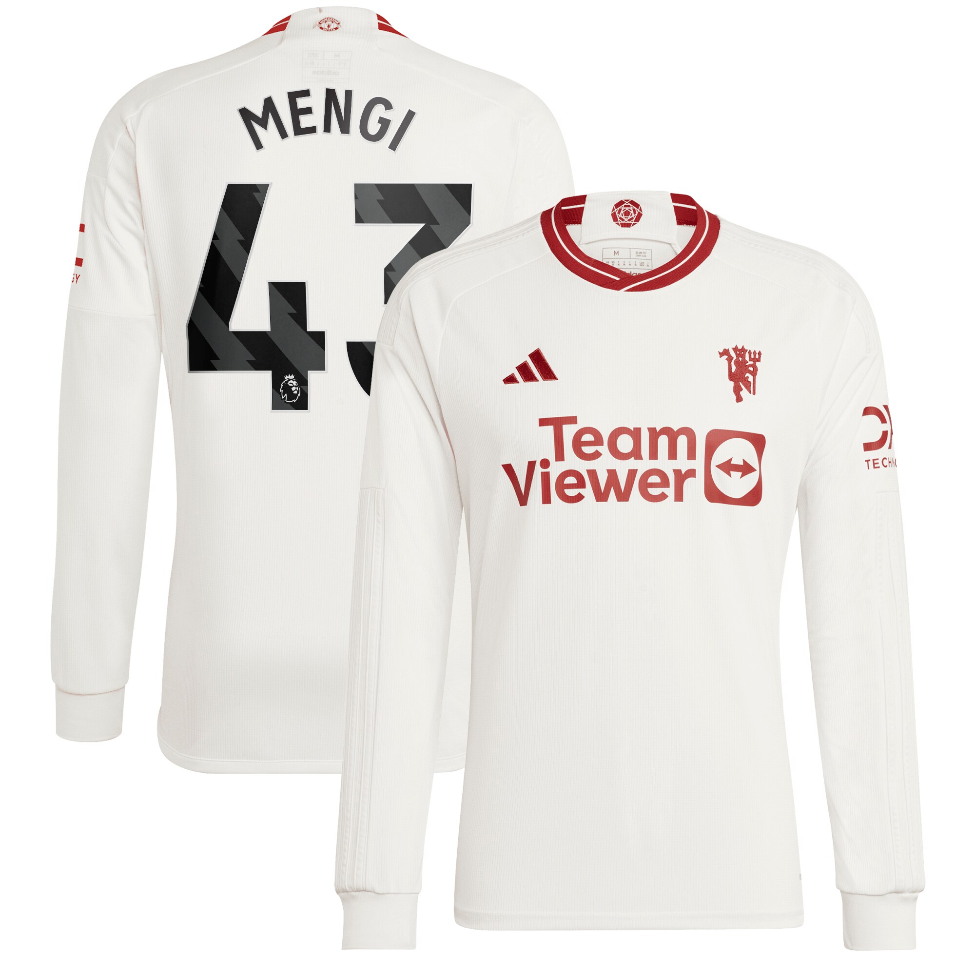 Teden Mengi Manchester United adidas 2023/24 Third Replica Long Sleeve Player Jersey - White