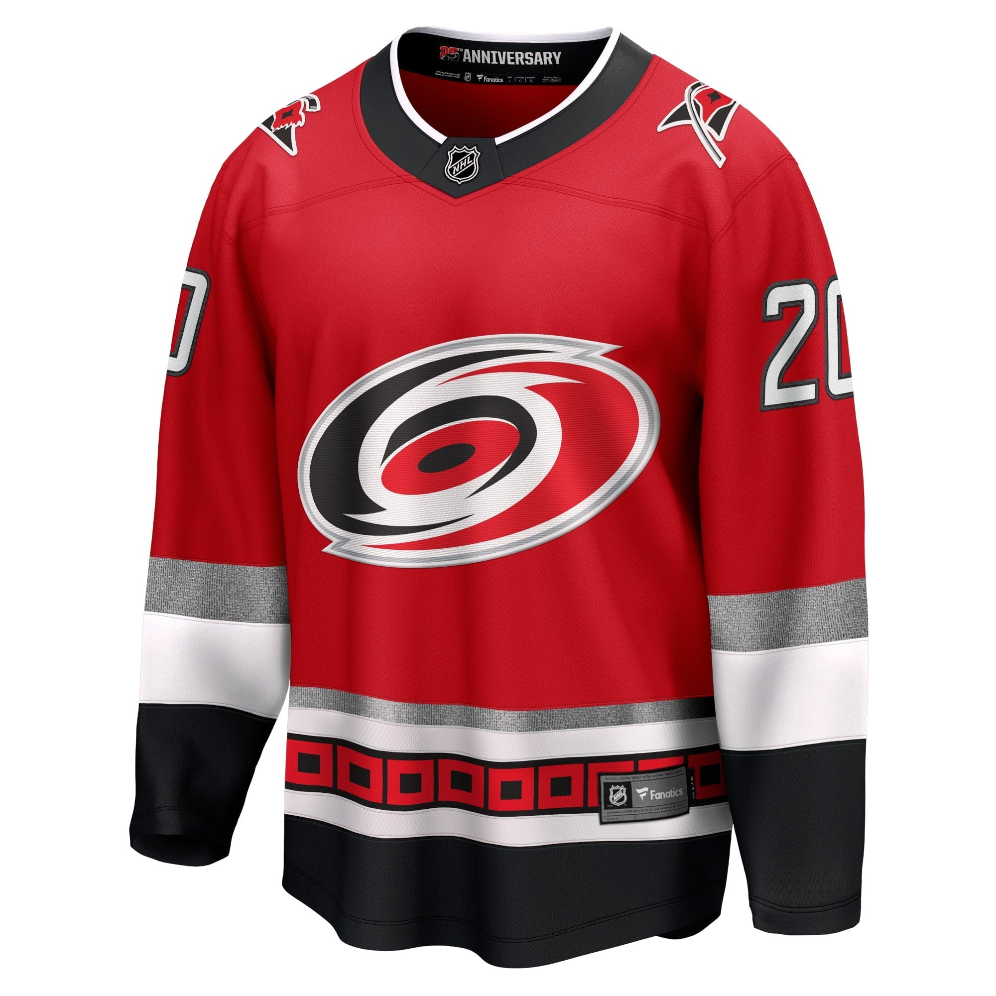 Men's Fanatics Branded Sebastian Aho Red Carolina Hurricanes 25th Anniversary Premier Breakaway Player Jersey