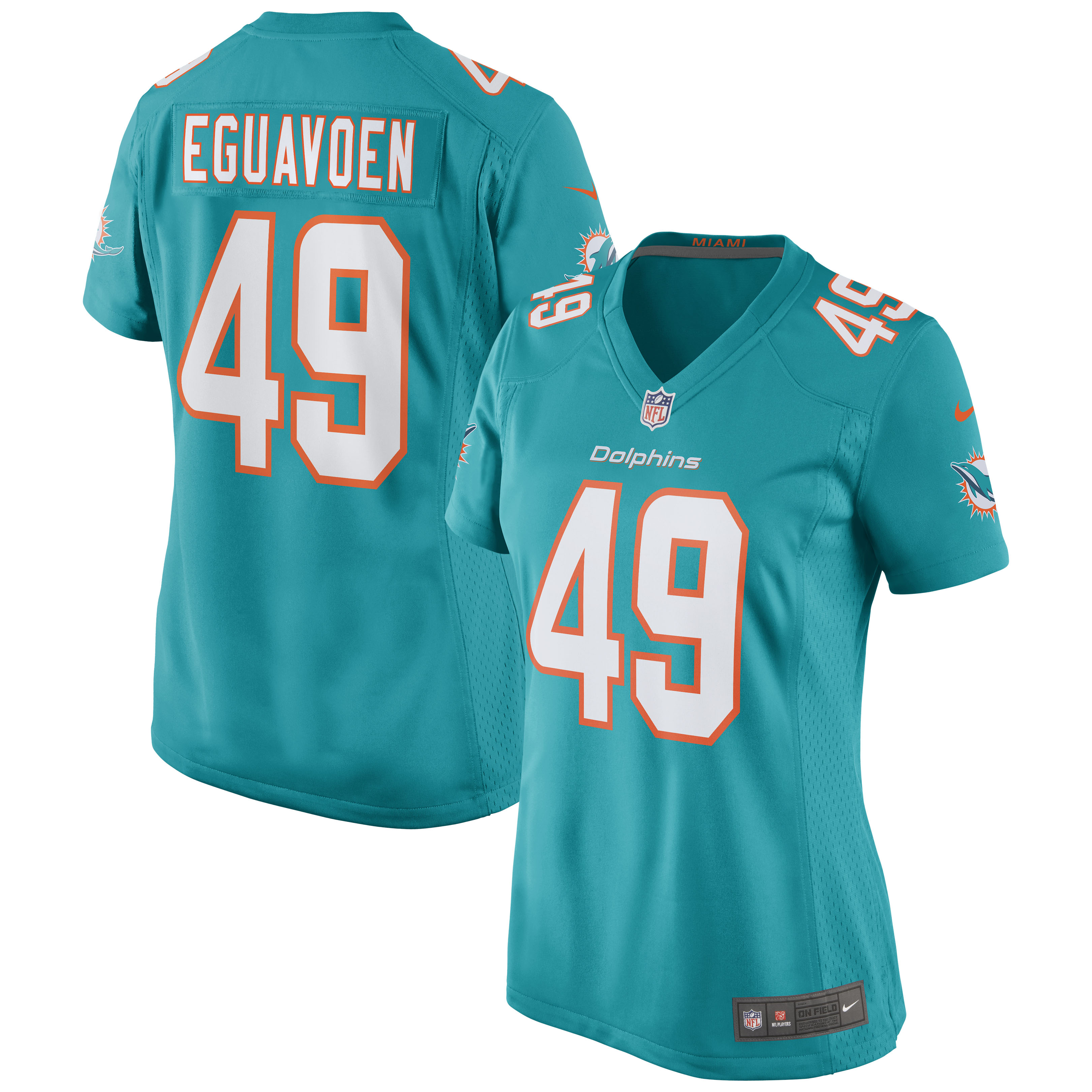 Sam Eguavoen Miami Dolphins Nike Women's Game Jersey - Aqua