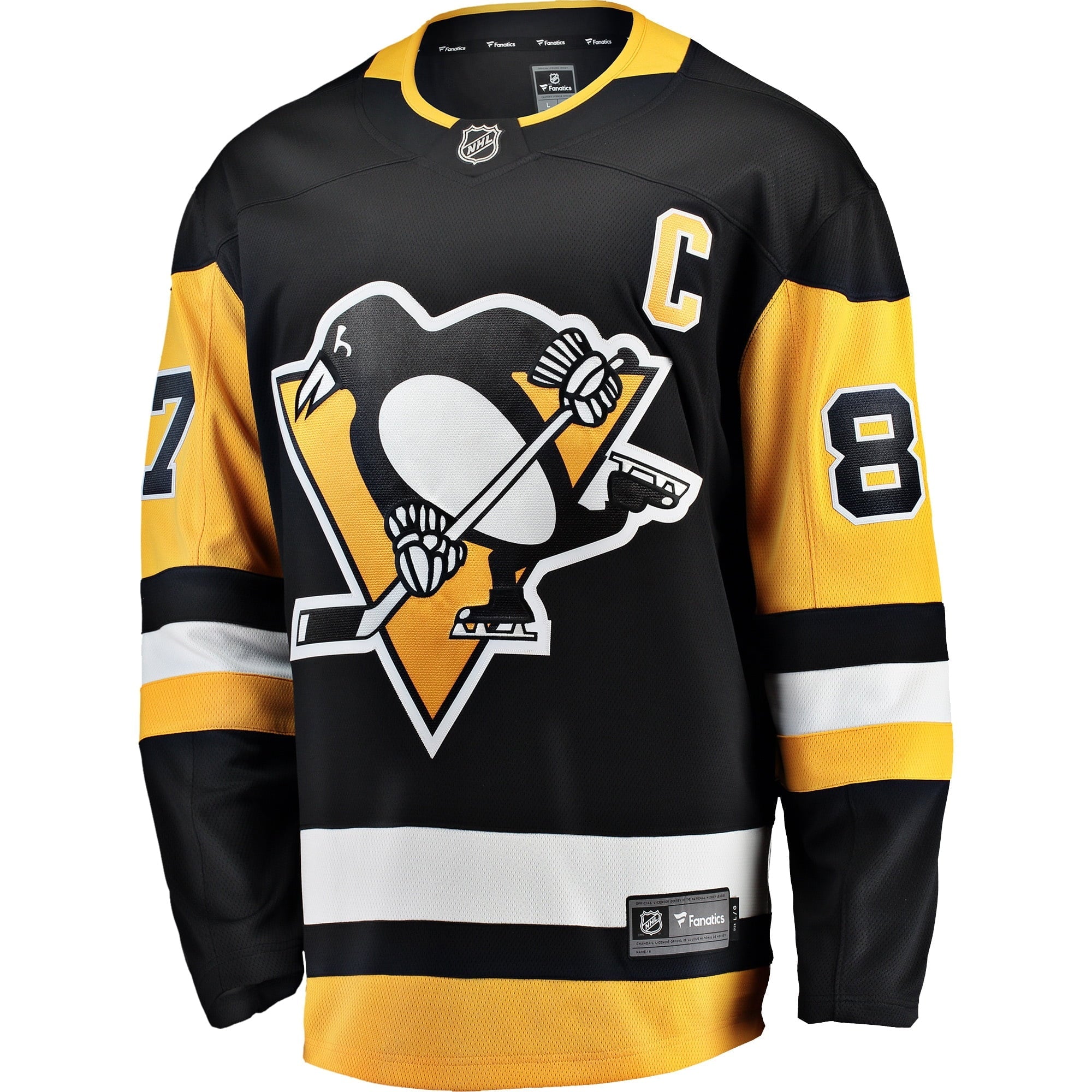 Men's Fanatics Branded Sidney Crosby Black Pittsburgh Penguins Captain Patch Home Breakaway Jersey