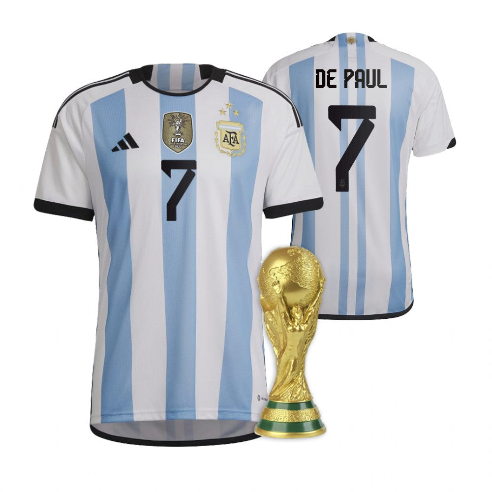Argentina Rodrigo De Paul Home Jersey 2022 World Cup Champions Kit