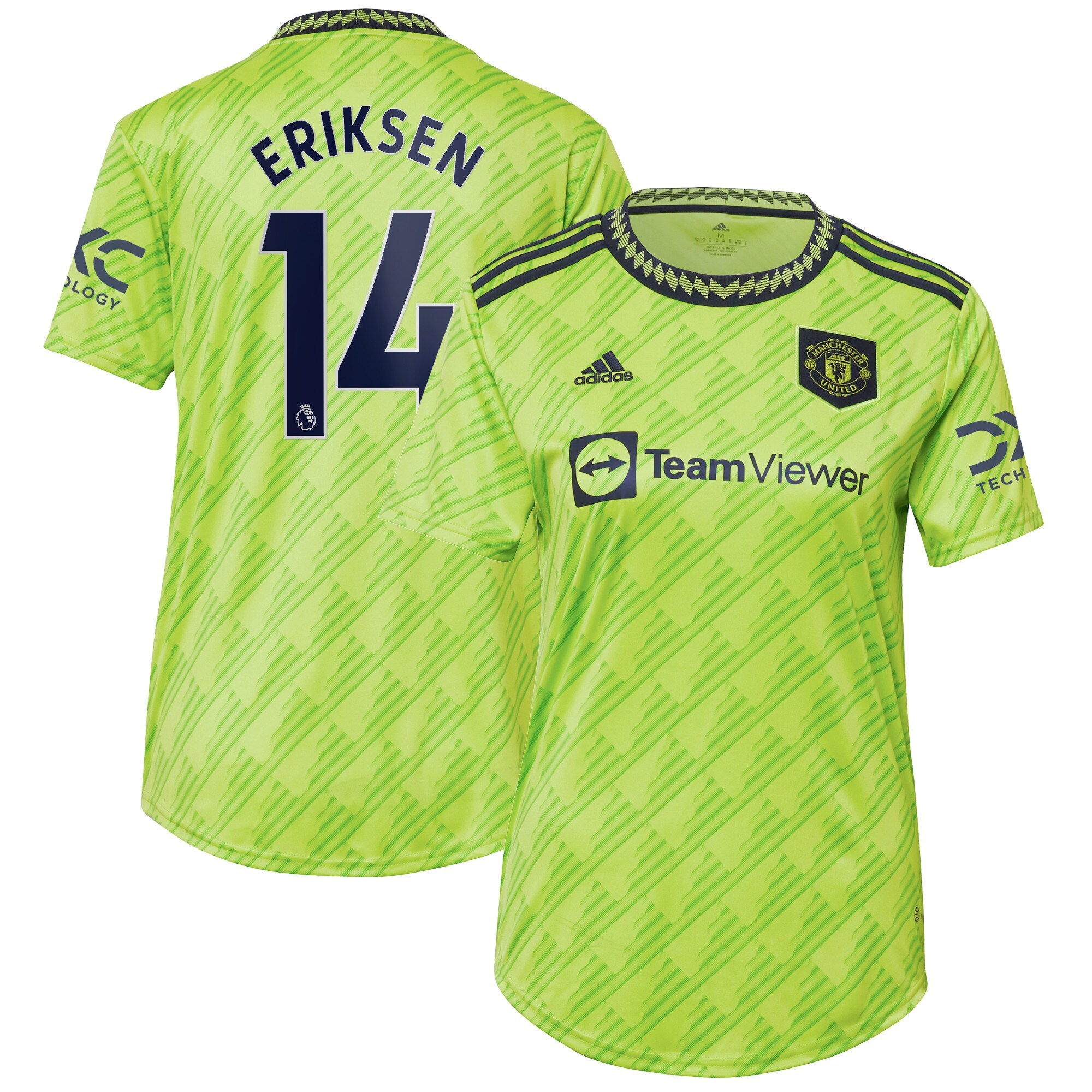 Christian Eriksen Manchester United adidas Women's 2022/23 Third Replica Player Jersey - Neon Green