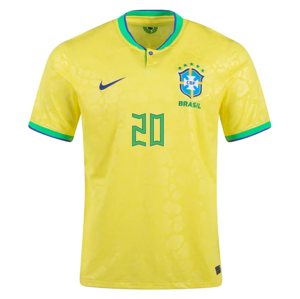 Brazil Vinicius Jr Home Jersey 2022 World Cup Kit