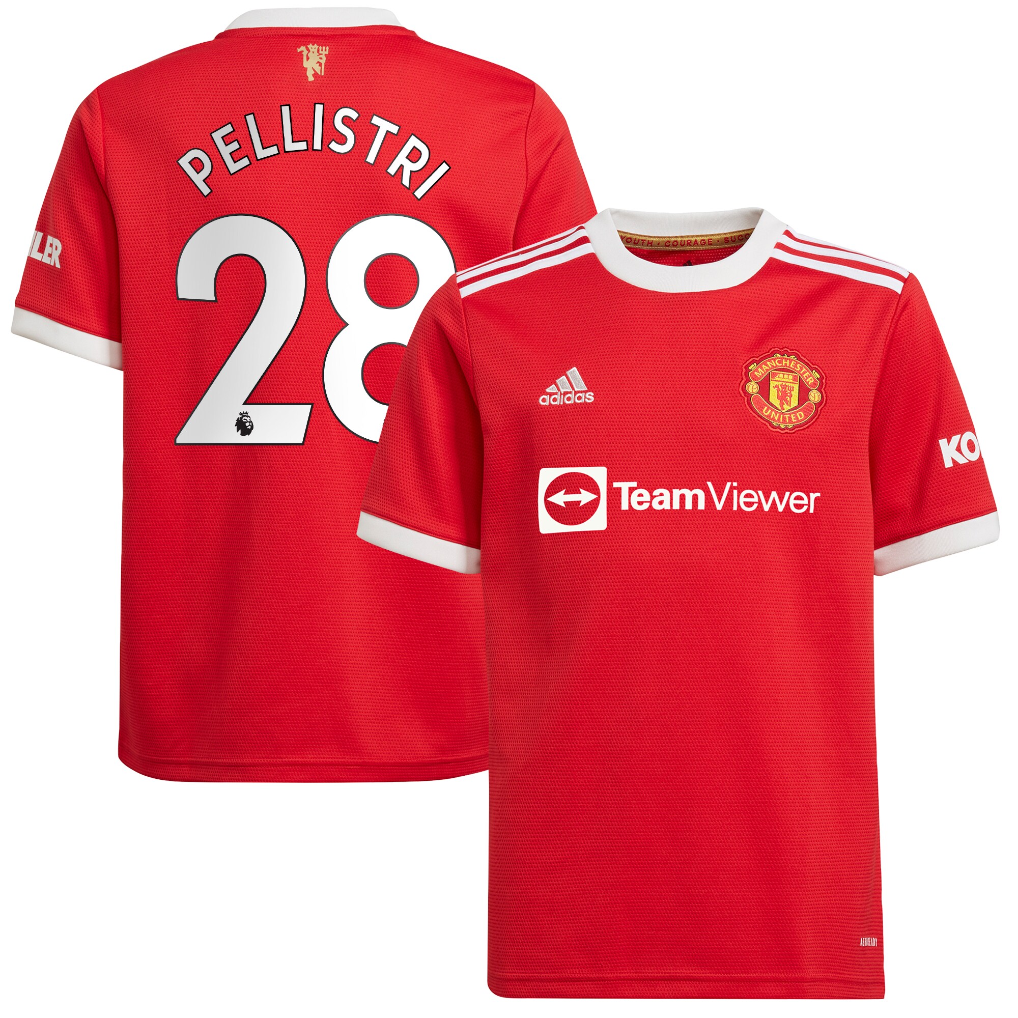 Facundo Pellistri Manchester United adidas Youth 2021/22 Home Replica Player Jersey - Red