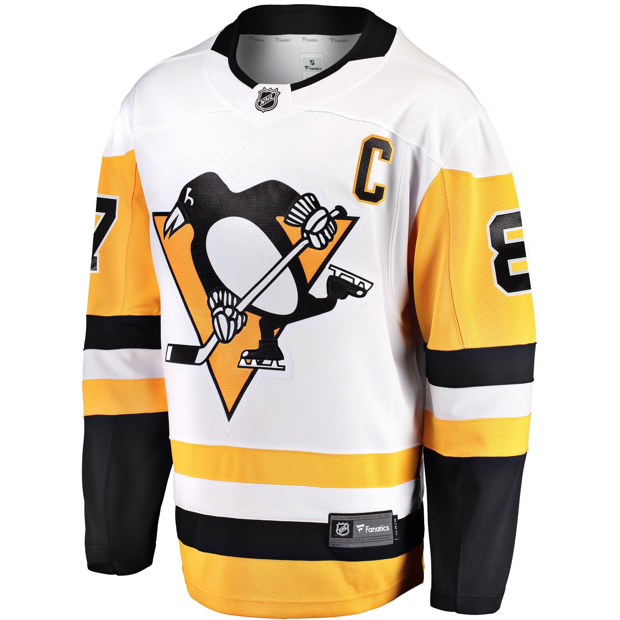 Men's Fanatics Branded Sidney Crosby White Pittsburgh Penguins Captain Away Premier Breakaway Player Jersey