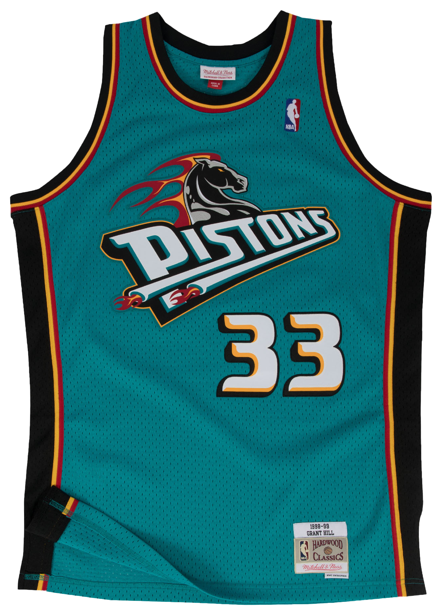 Men's Hill Grant Mitchell & Ness Pistons Swingman Jersey - Aqua