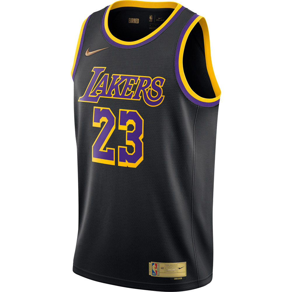 Men's Los Angeles Lakers LeBron James  Player Jersey Earned Edition - Black
