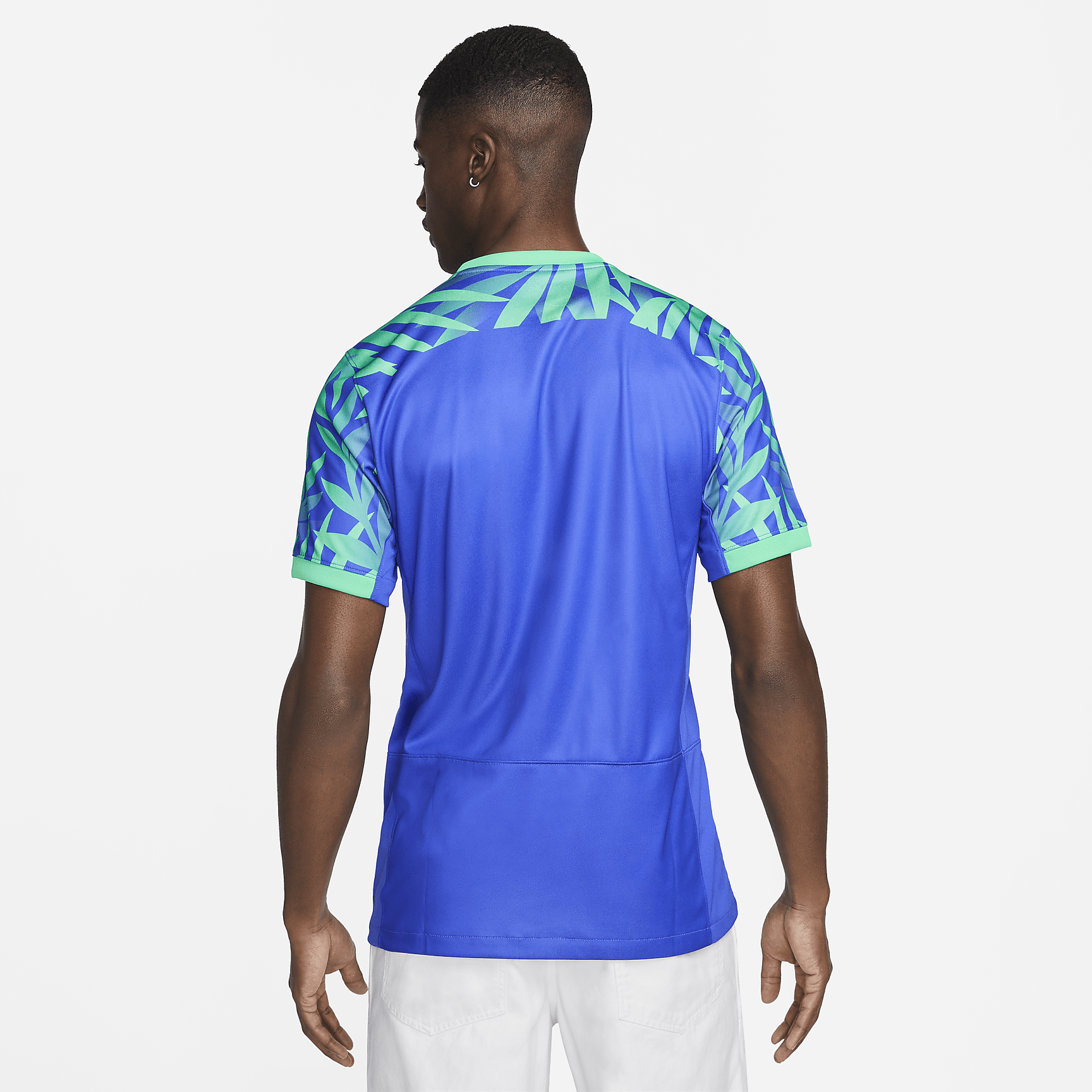 Brazil 2023 Stadium Away Men's Nike Dri-FIT Soccer Jersey - Paramount Blue/Green Spark/Green Spark