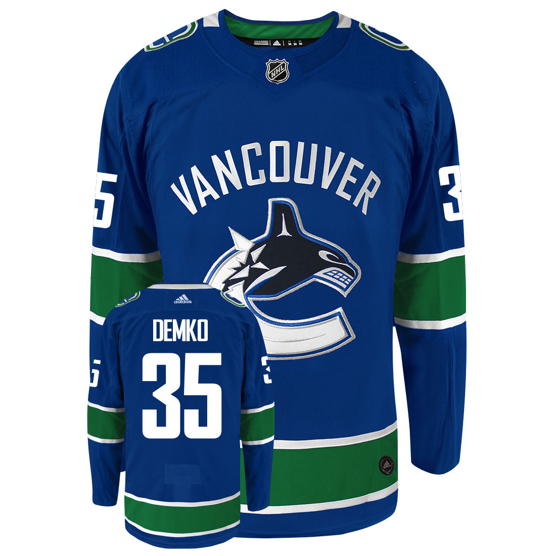 Thatcher Demko Vancouver Canucks Adidas Primegreen Authentic NHL Hockey Jersey