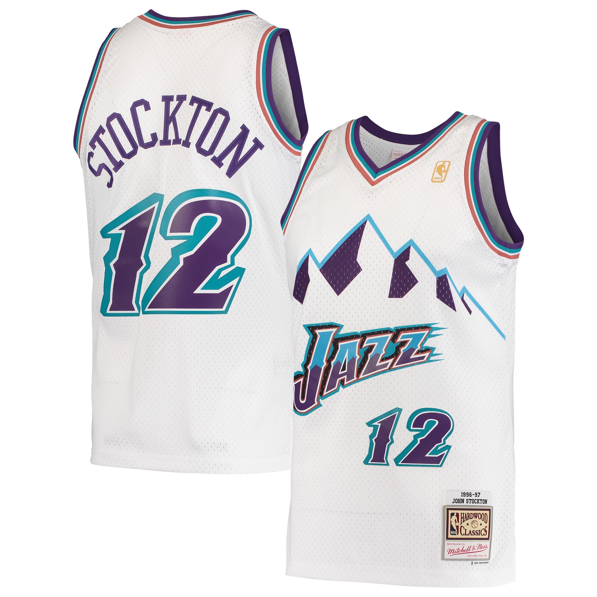 John Stockton Utah Jazz Mitchell & Ness Hardwood Classics Swingman Jersey - White