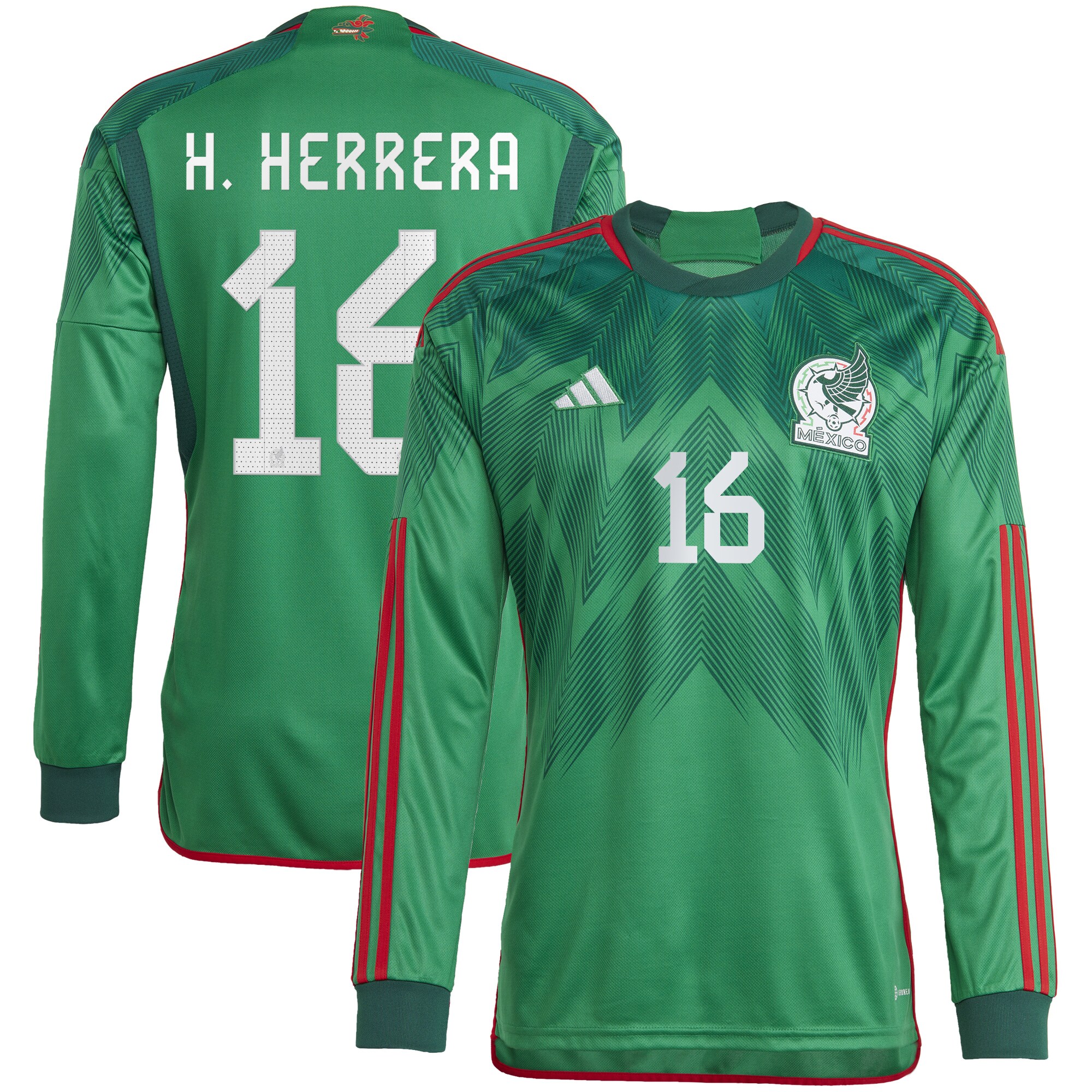 Héctor Herrera Mexico National Team adidas 2022/23 Home Replica Long Sleeve Jersey - Green