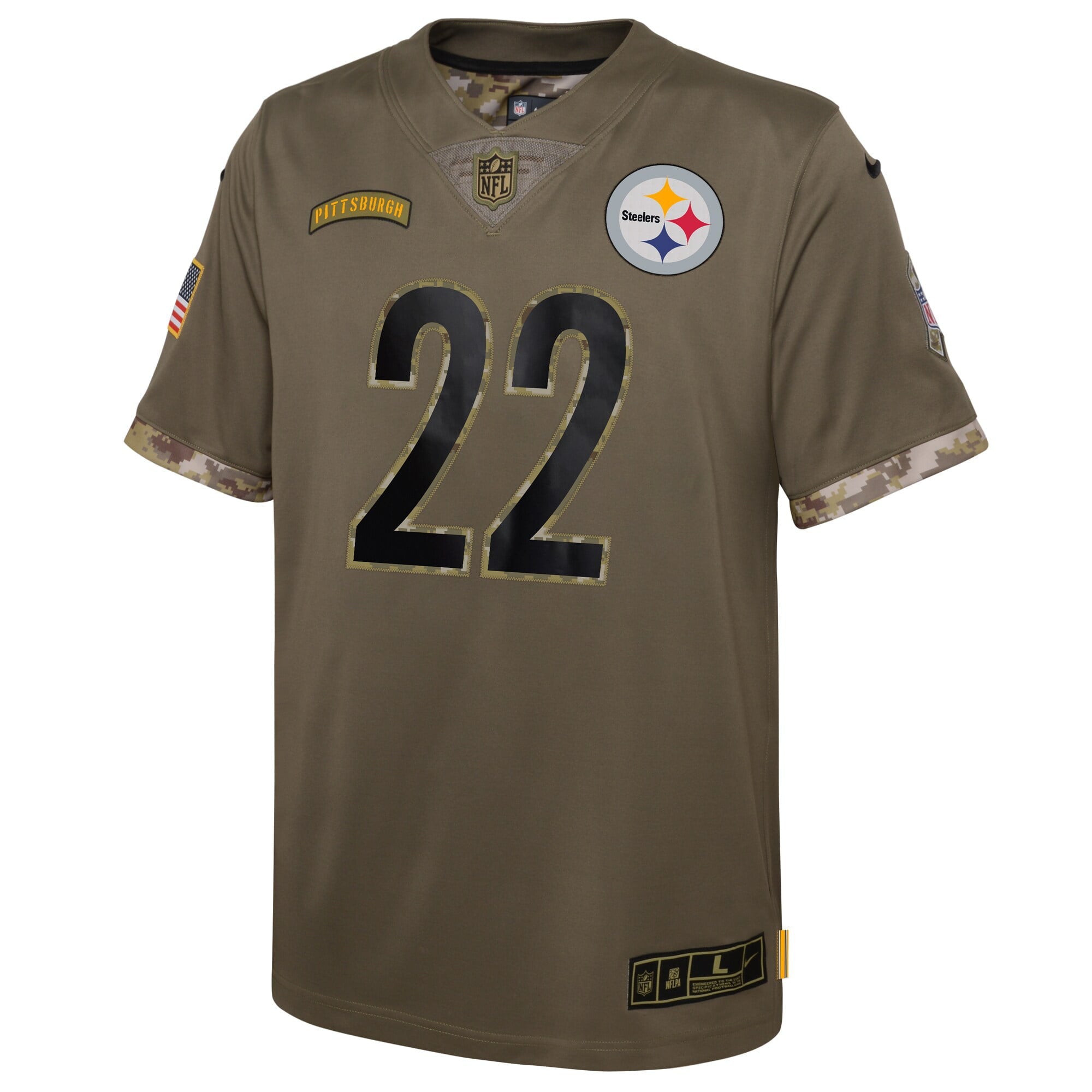 Youth Nike Najee Harris Olive Pittsburgh Steelers 2022 Salute To Service Player Limited Jersey