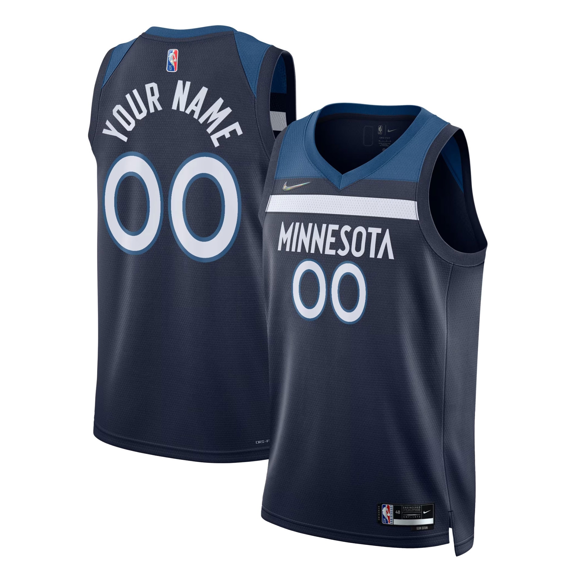 Minnesota Timberwolves Nike 2021/22 Diamond Swingman Custom Jersey - Icon Edition - Navy