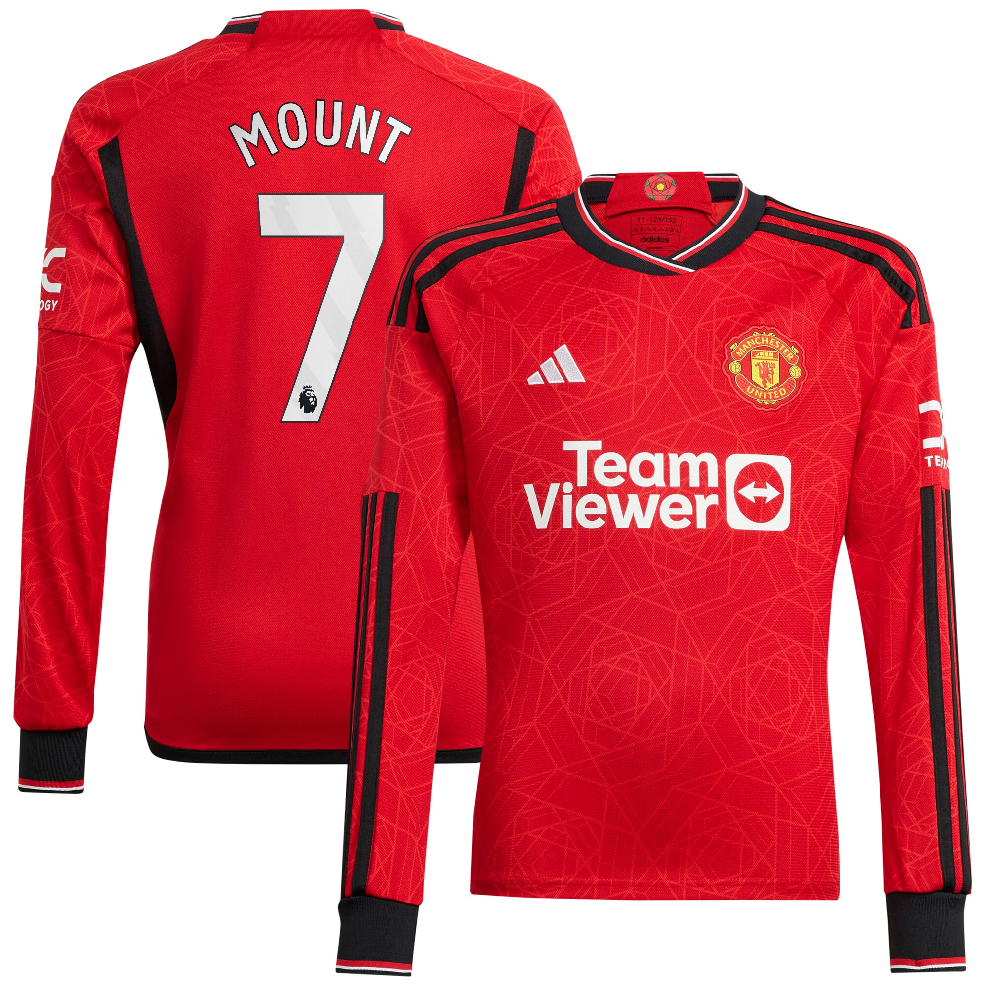 Mason Mount Manchester United adidas 2023/24 Home Replica Long Sleeve Player Jersey - Red