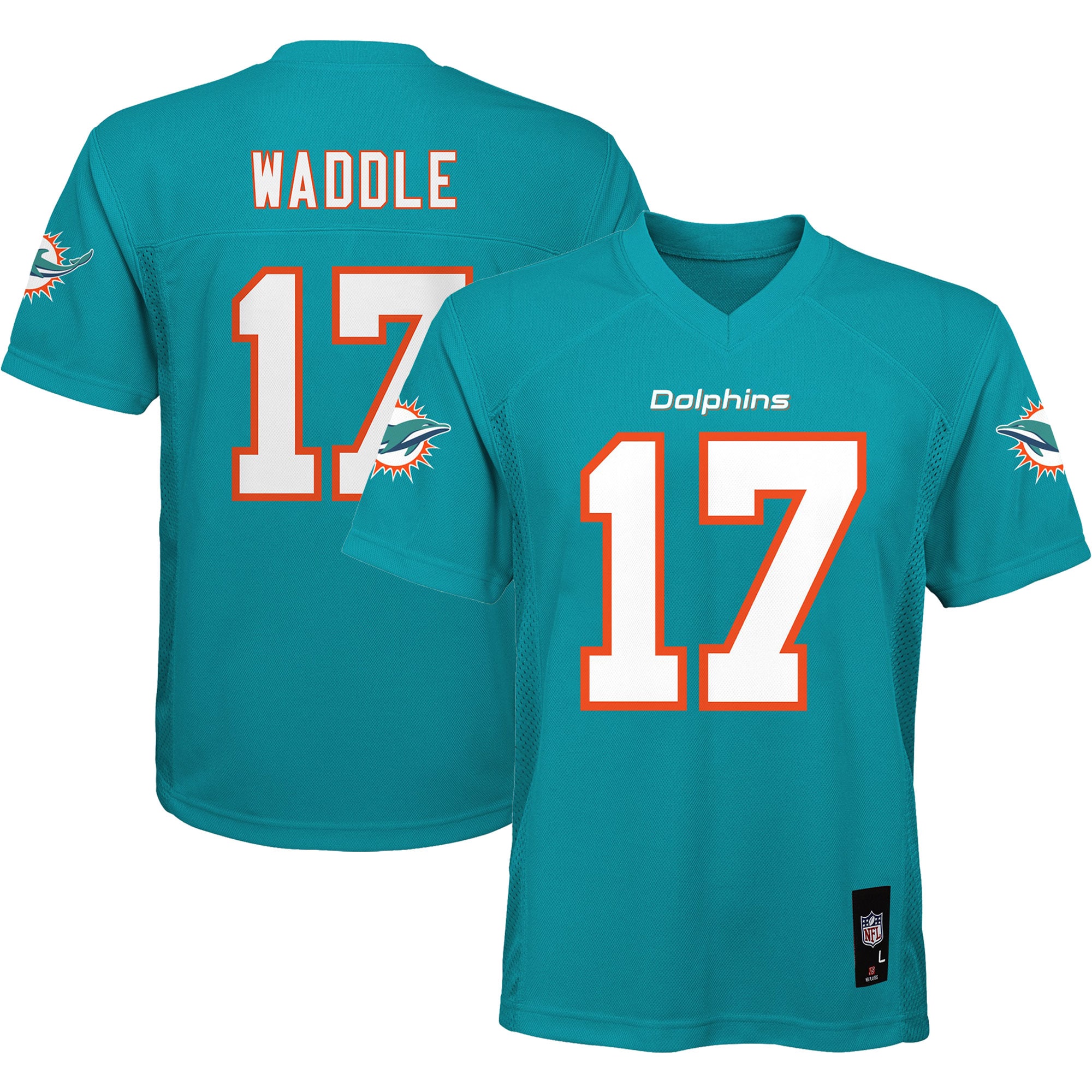 Jaylen Waddle Miami Dolphins Youth Replica Player Jersey - Aqua