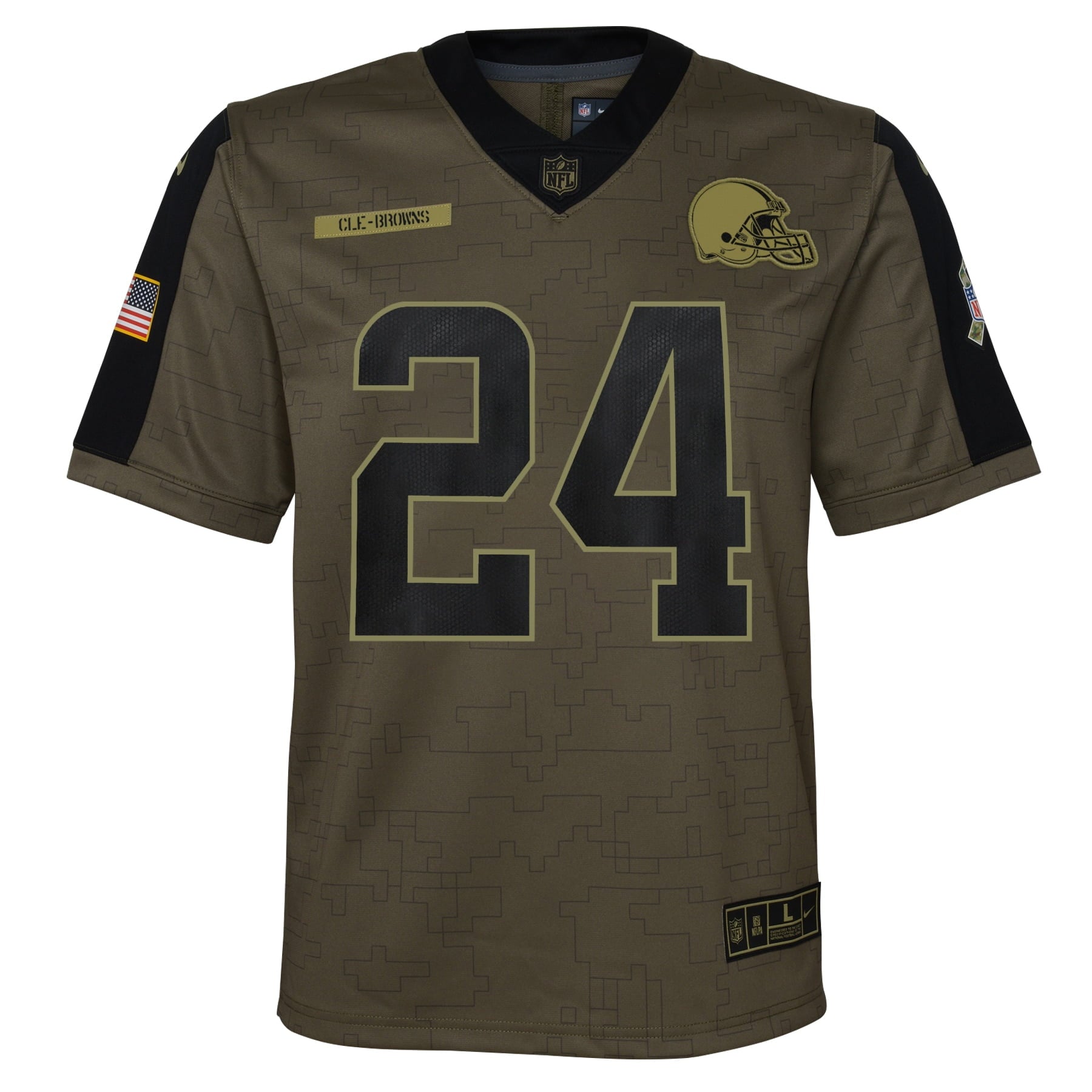 Youth Nike Nick Chubb Olive Cleveland Browns 2021 Salute To Service Game Jersey