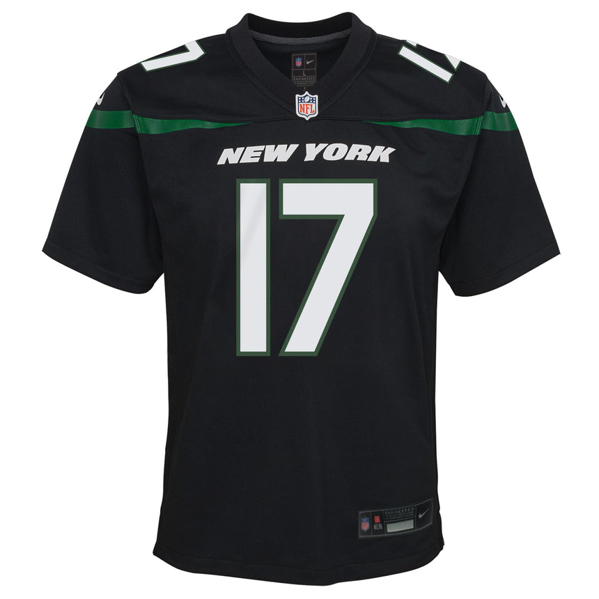 Youth Garrett Wilson New York Jets Black Game Replica Jersey