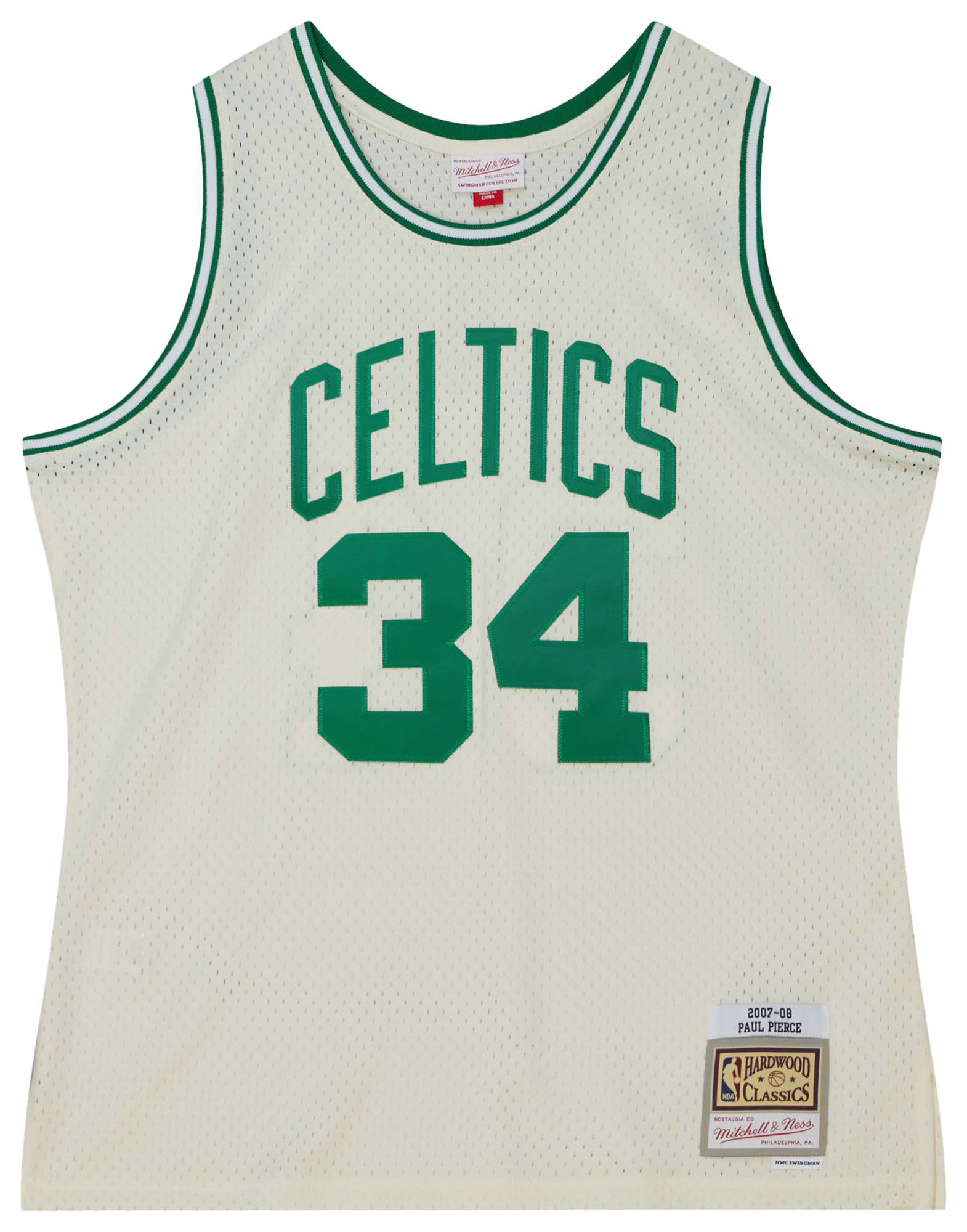 Men's Pierce Paul Mitchell & Ness Celtics Cream Jersey - Off-White