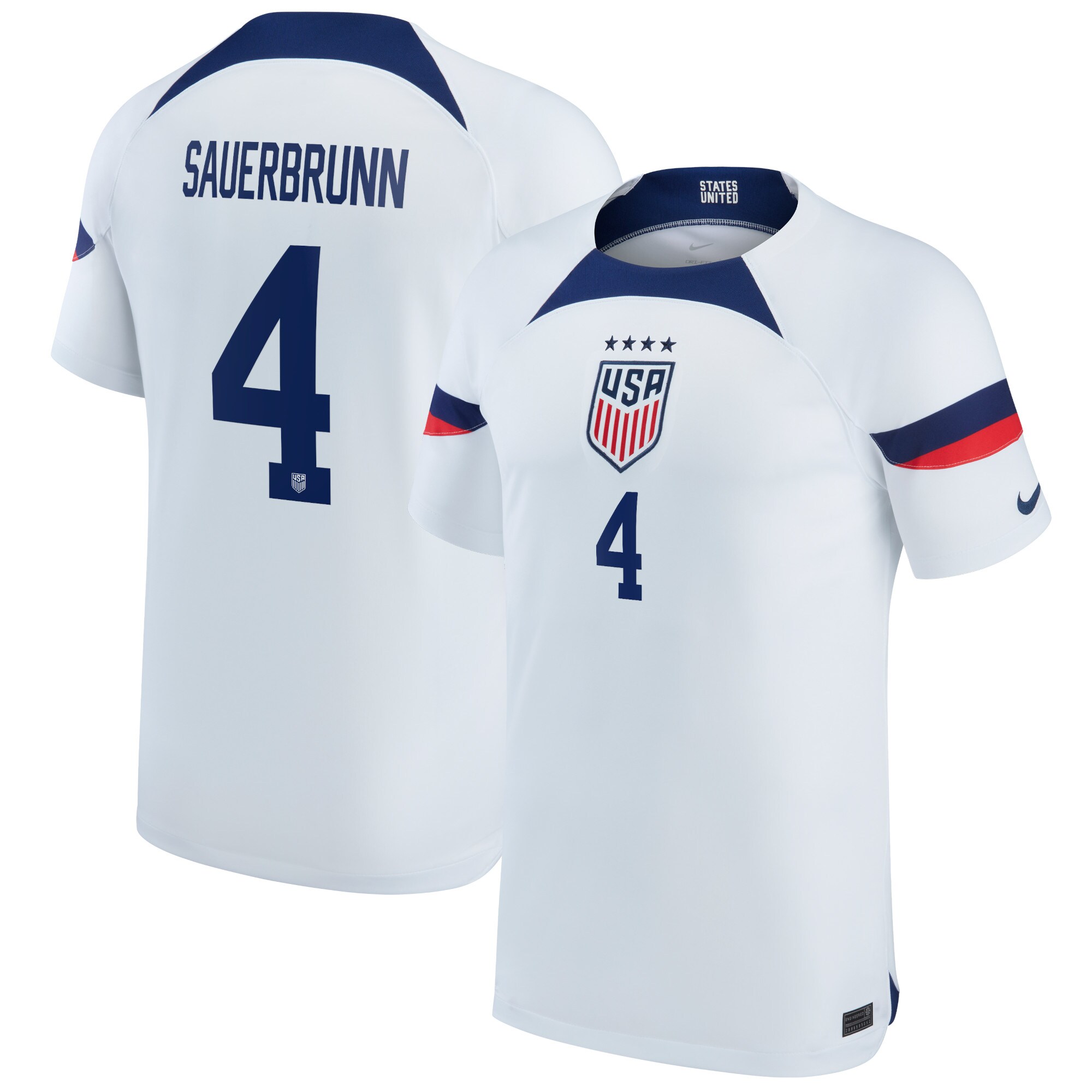 Becky Sauerbrunn USWNT Nike Youth 2022/23 Home Breathe Stadium Replica Player Jersey - White