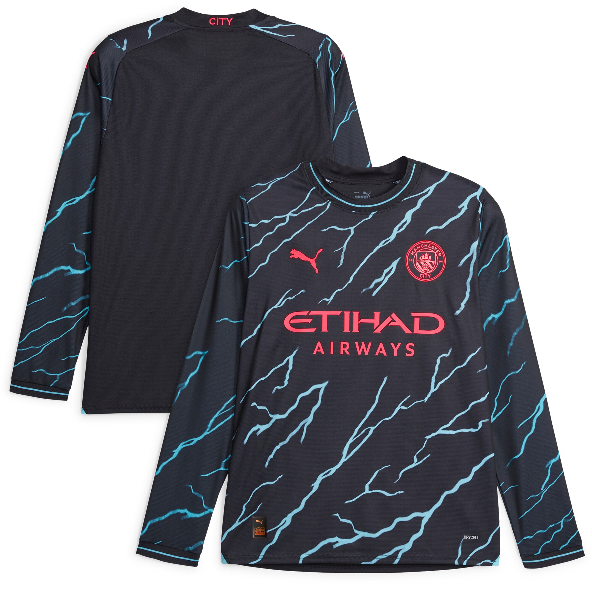 Manchester City Puma 2023/24 Third Long Sleeve Replica Jersey - Navy