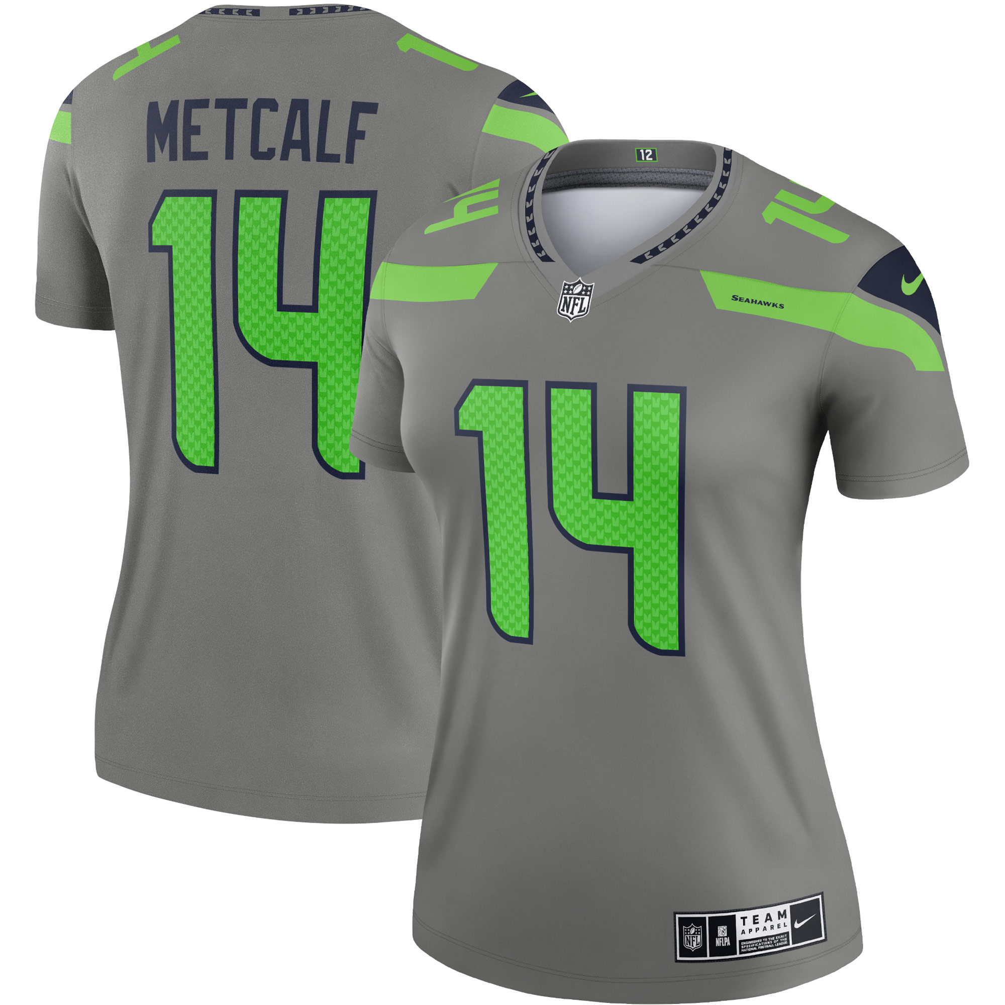 DK Metcalf Seattle Seahawks Nike Women's Inverted Legend Jersey - Gray