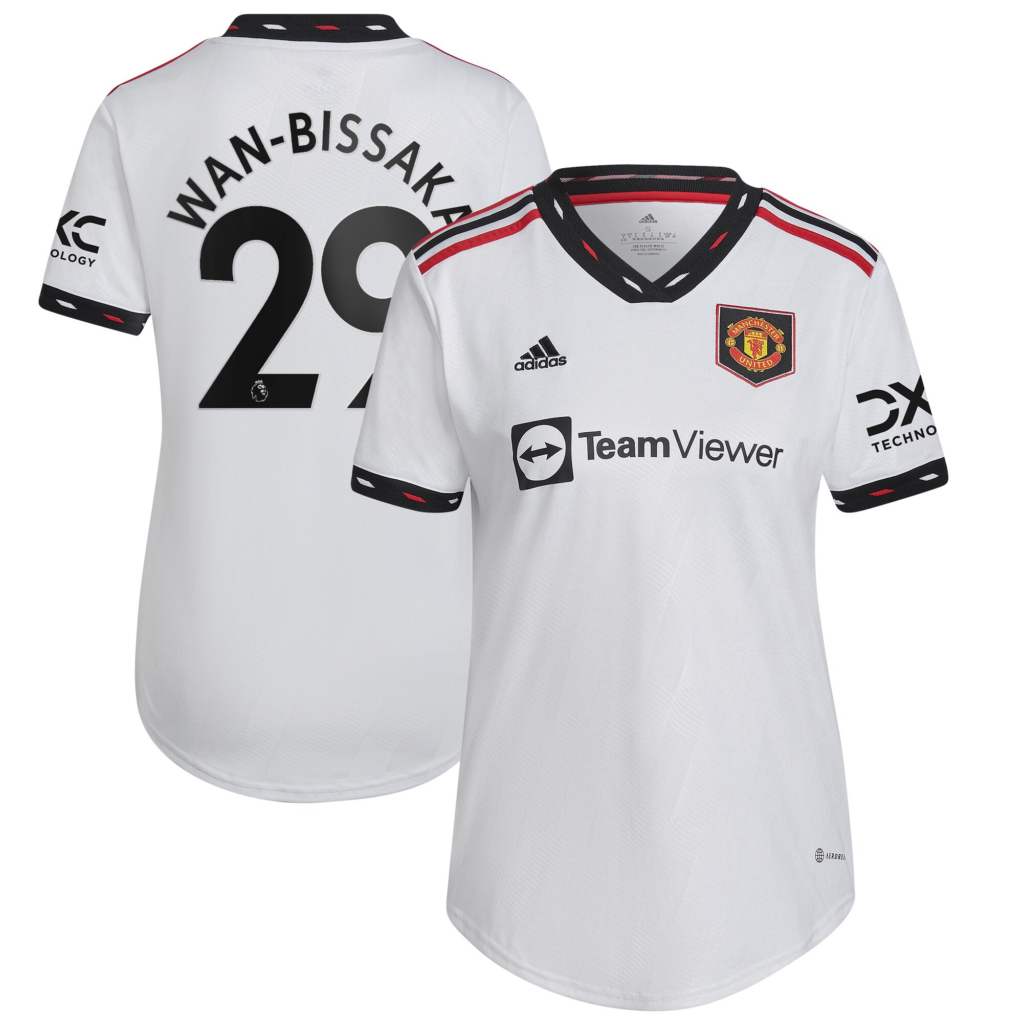 Aaron Wan-Bissaka Manchester United adidas Women's 2022/23 Away Replica Player Jersey - White
