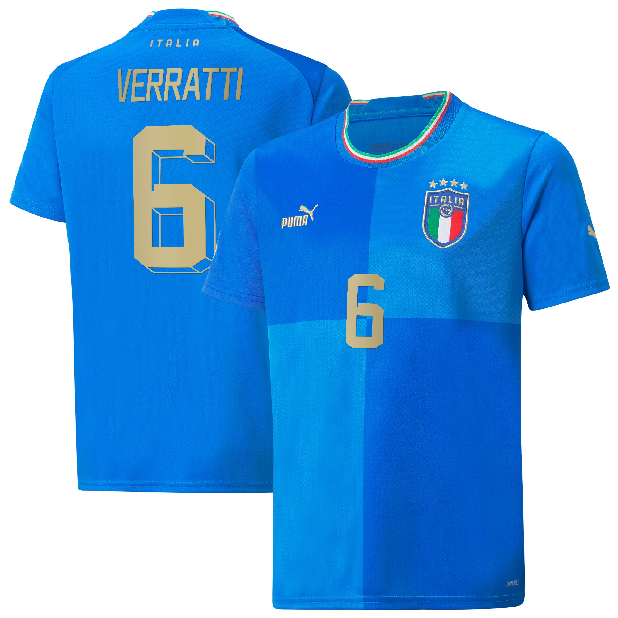 Marco Verratti Italy National Team Puma Youth 2022/23 Home Replica Player Jersey - Blue