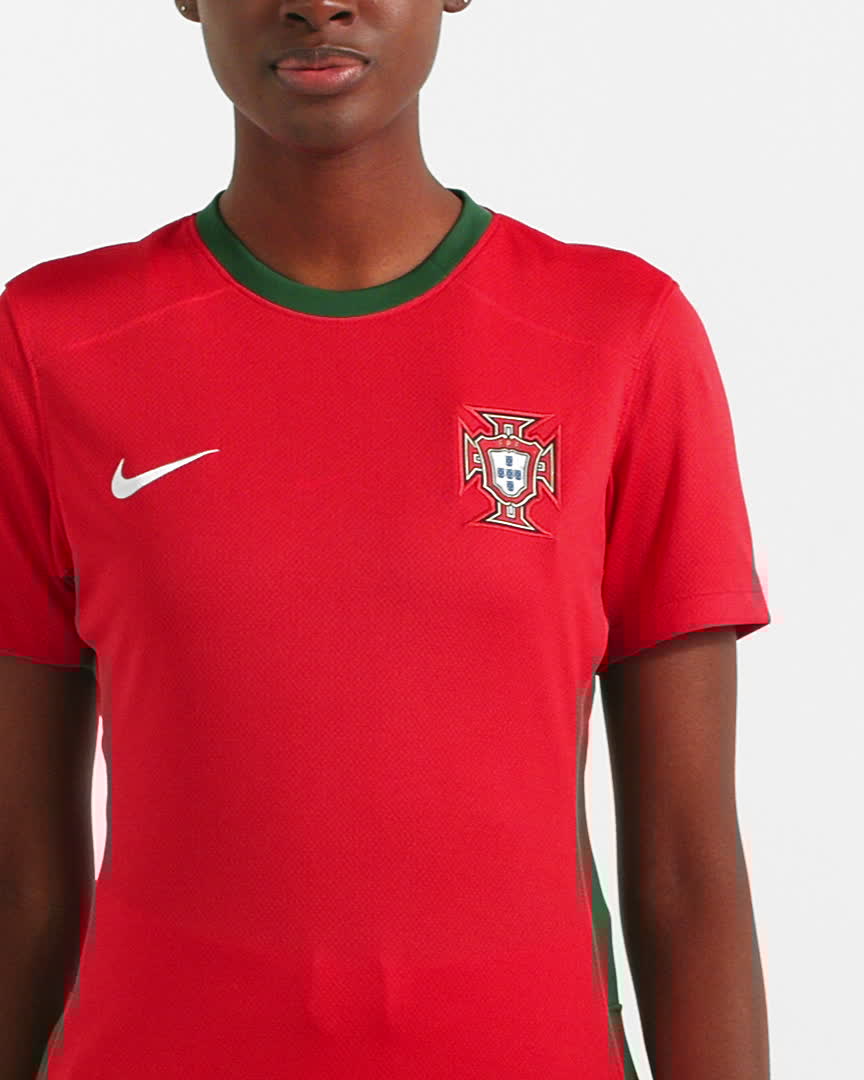 Portugal 2023 Stadium Home Women's Nike Dri-FIT Soccer Jersey - Challenge Red/Gorge Green/Sail
