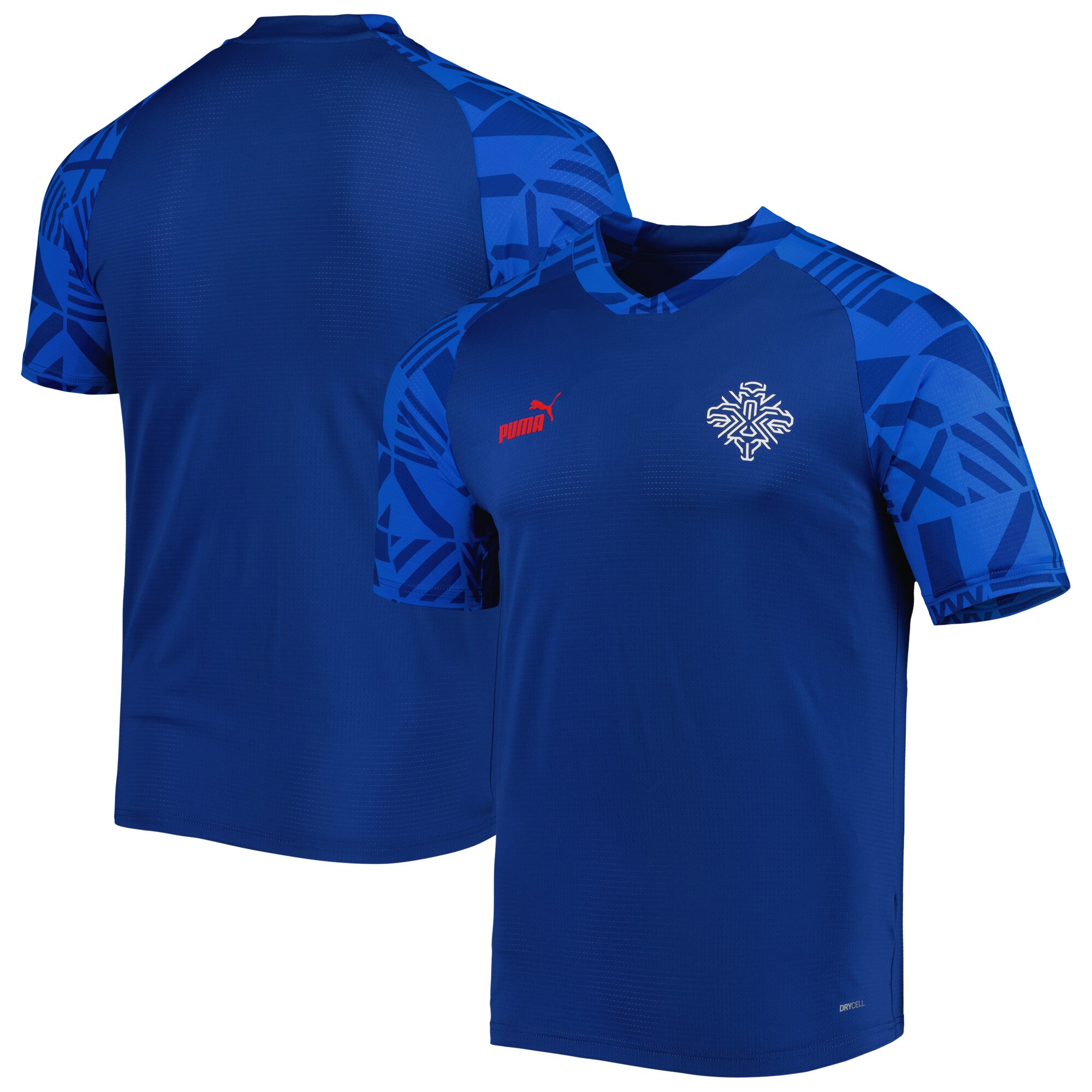 Iceland National Team Puma Pre-Match V-Neck Top - Blue