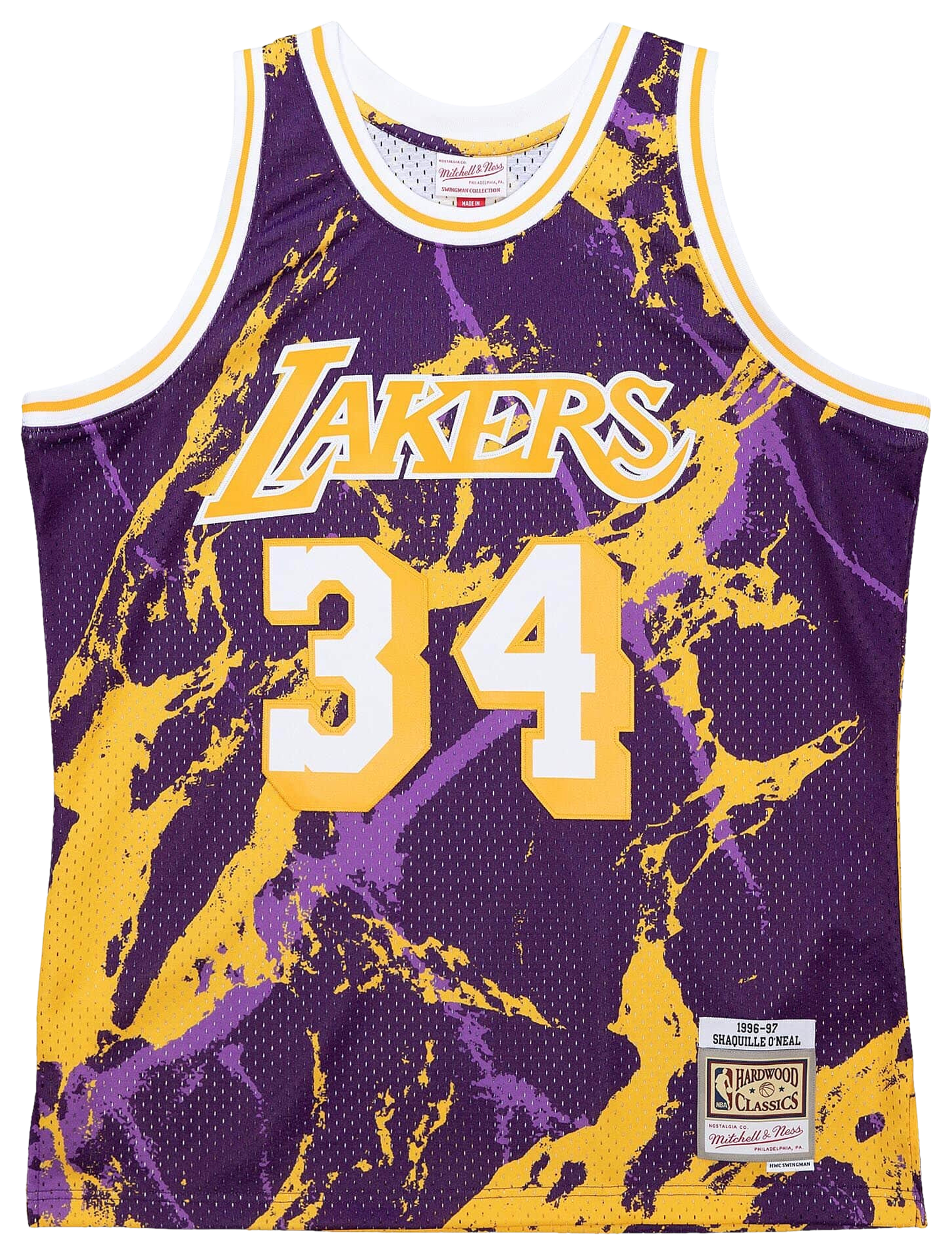 Men's O'neal Shaquille Mitchell & Ness Lakers Marble Jersey - Purple