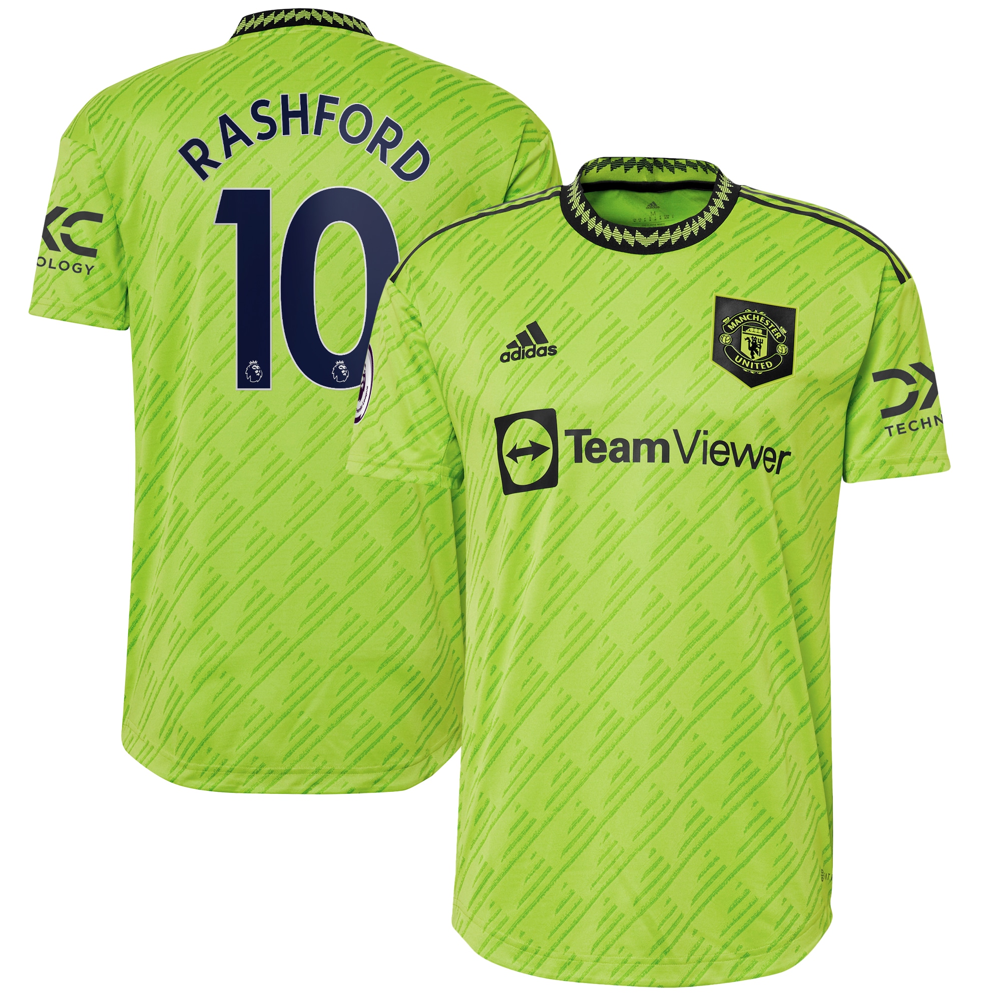 Marcus Rashford Manchester United adidas 2022/23 Third Authentic Player Jersey - Neon Green