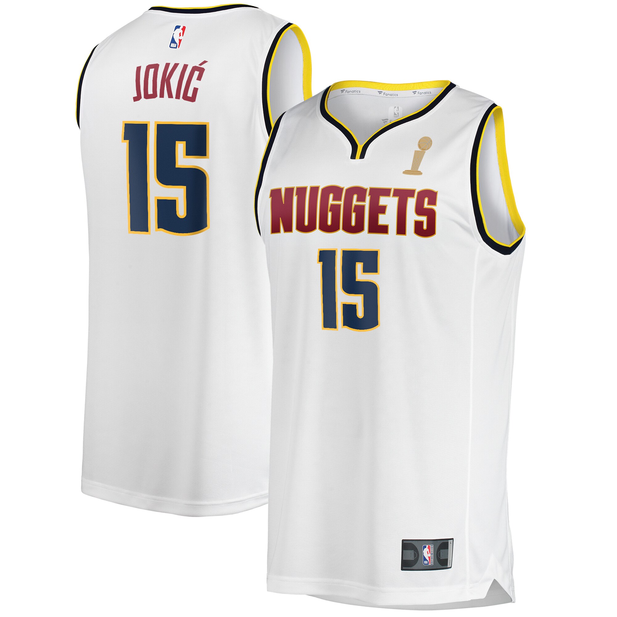 Nikola Jokic Denver Nuggets Fanatics Branded Youth White 2023 NBA Finals Champions Fast Break Player Jersey - Association Edition
